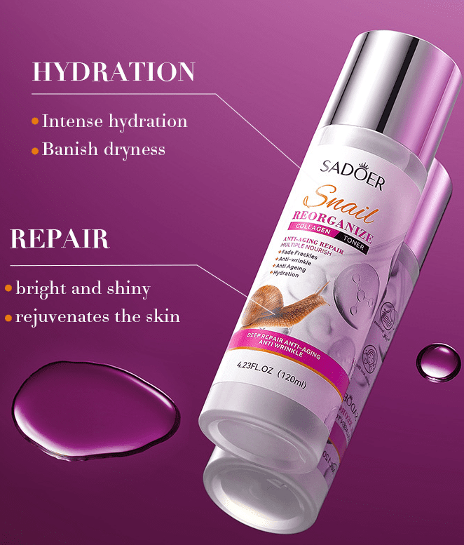 Sadoer Snail Reorganise kollagén tonik kollagénnel és csiganyálka kivonattal 120 ml - Image 2