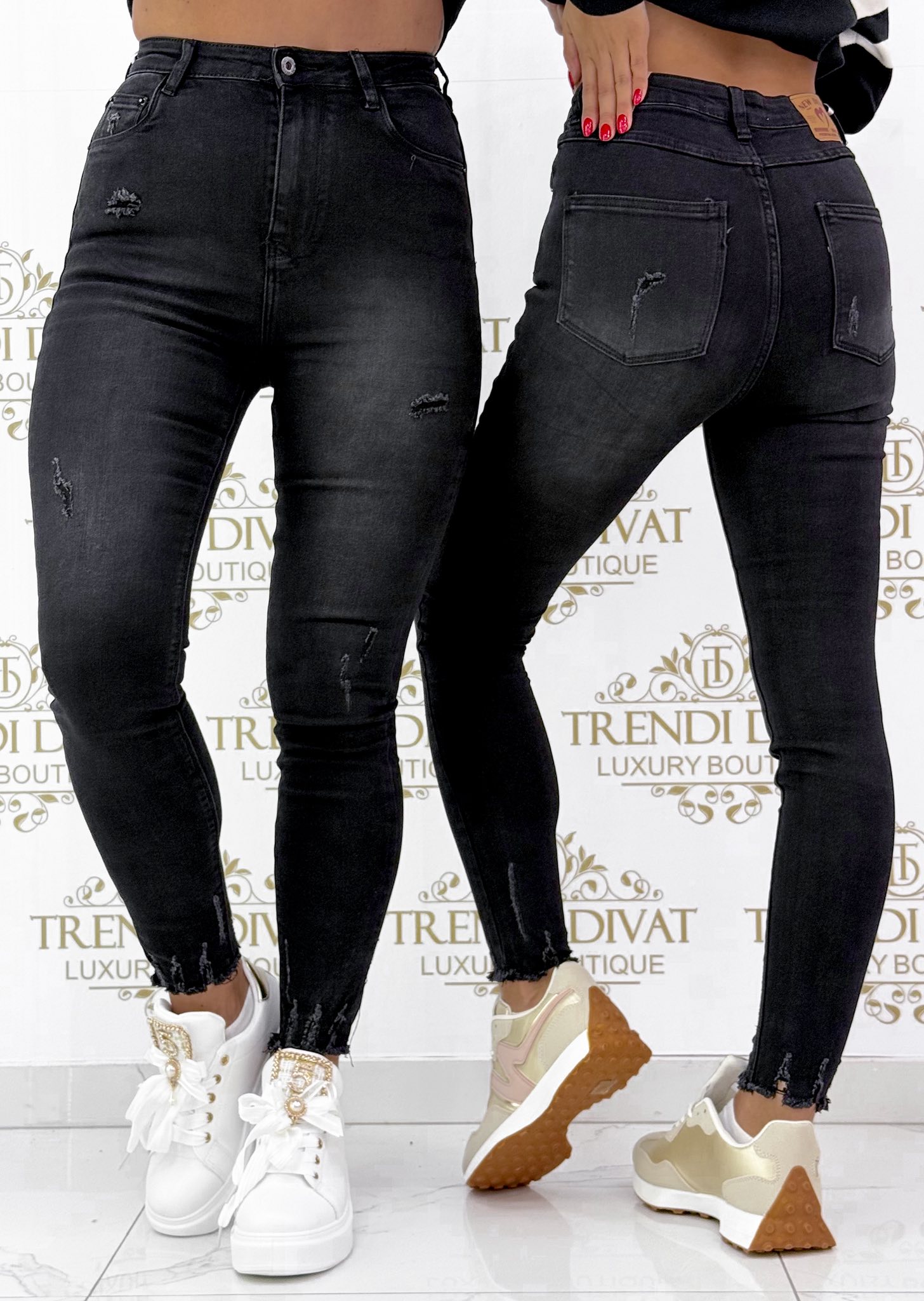 Extra magas derekú, szűk fazonú, tépett farmernadrág "290-A"