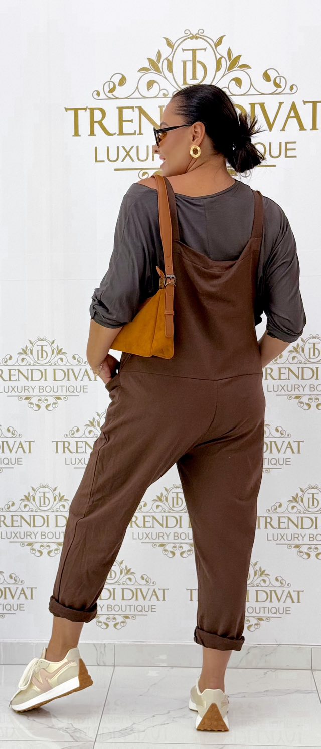 Laza, elől zsebes, vissza hajtós szárú, pántos overál - Image 12