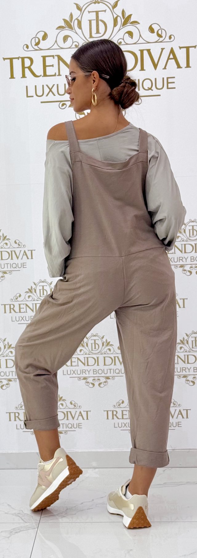 Laza, elől zsebes, vissza hajtós szárú, pántos overál - Image 13