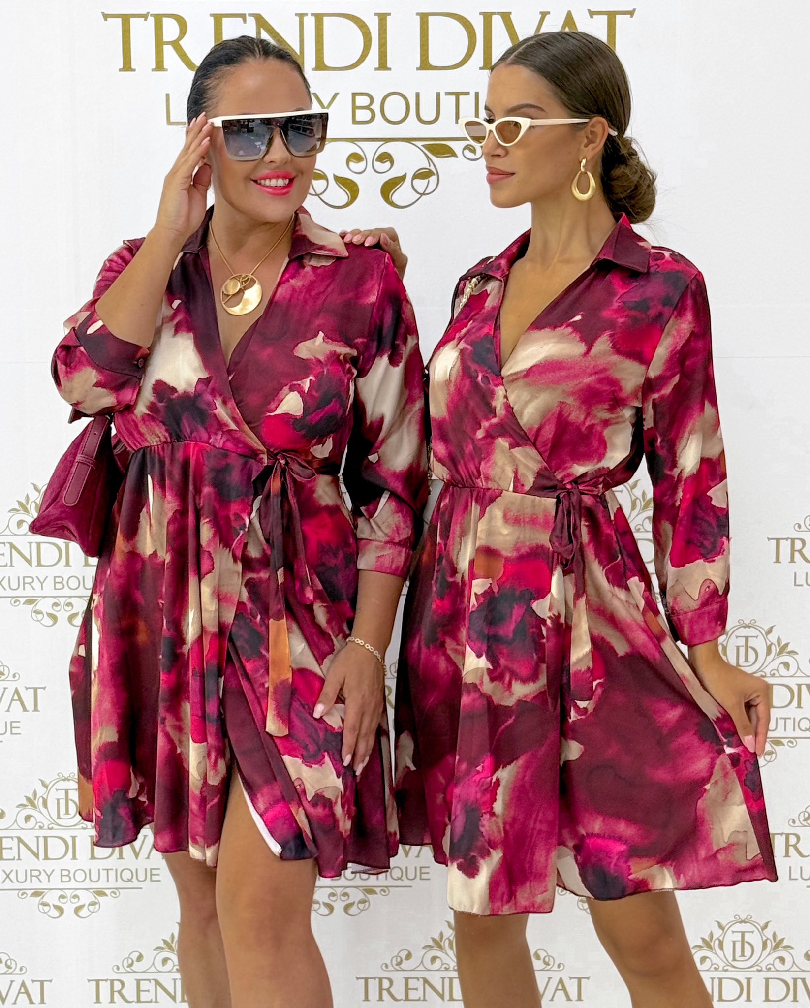 Átkötős, átlapolt fazonú, batikolt mintázatú selyem kis ruha - Image 16