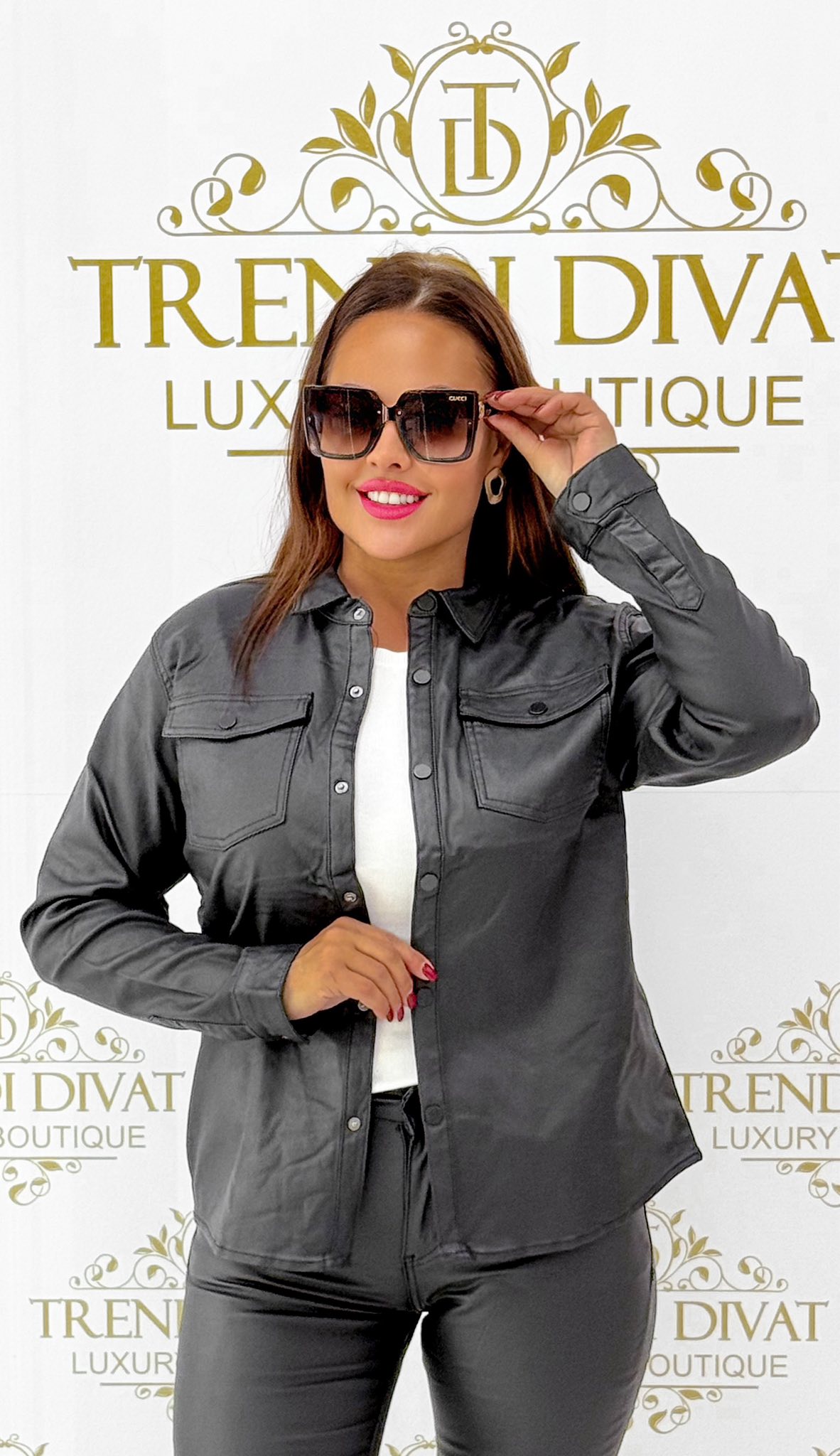 Galléros, patentos, bőr hatású ing "2736-T" - Image 4