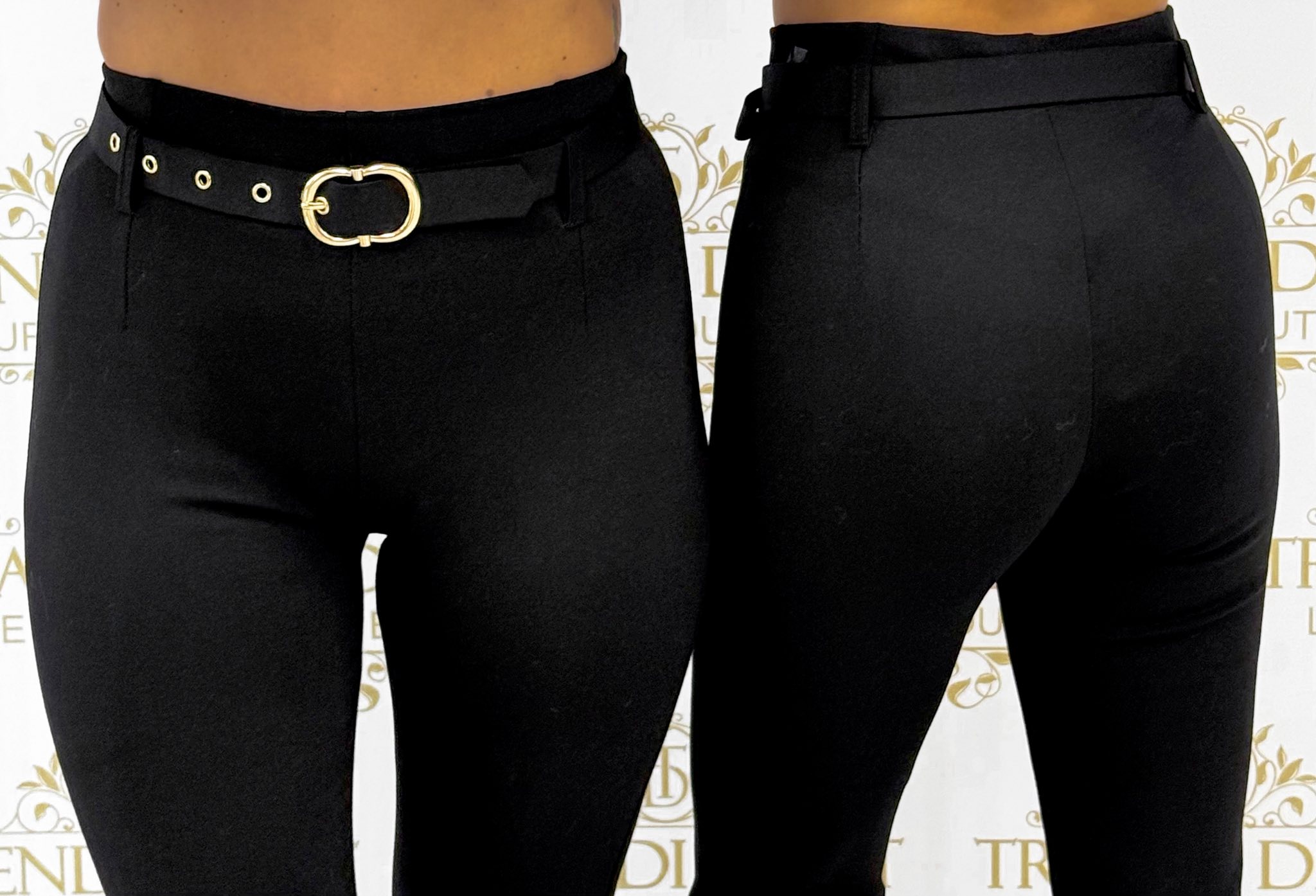 Szűk szárú, elasztikus anyagú elegáns nadrág, ajándék övvel "ART581" - Image 2