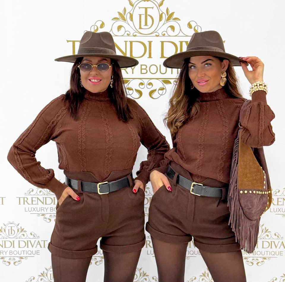 Vastagabb szövet hatású, magas derekú short, ajándék övvel - Image 4