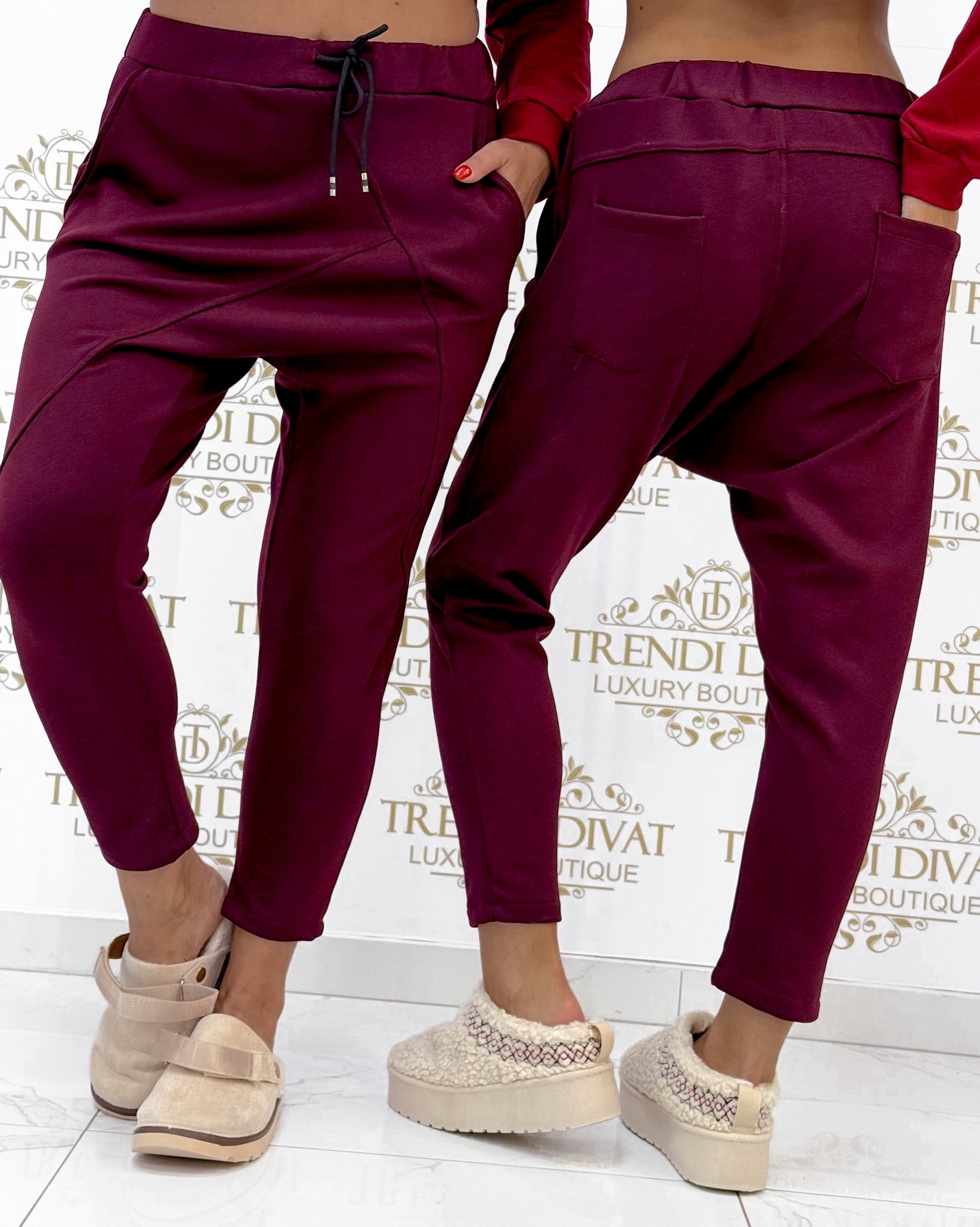 Puha anyagú, elasztikus, kellemesen meleg, ülepes fazonú nadrág - Image 2