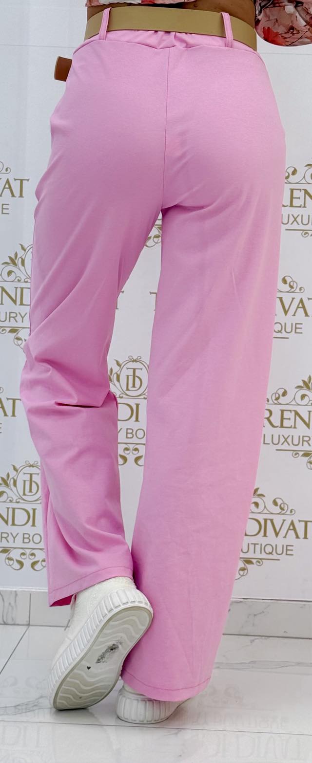 Virágos ékszer díszes, élén varrott palazzo nadrág, ajándék övvel - Image 11