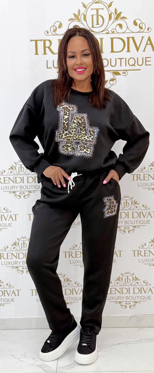 Kövekkel díszített, párducmintás "LA" feliratos szabadidő együttes - Image 12