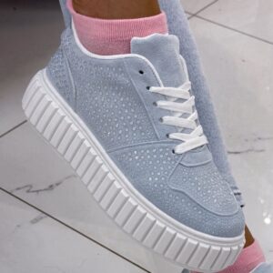 Átlátszó kövekkel díszített, kék színű sportcipő - 38