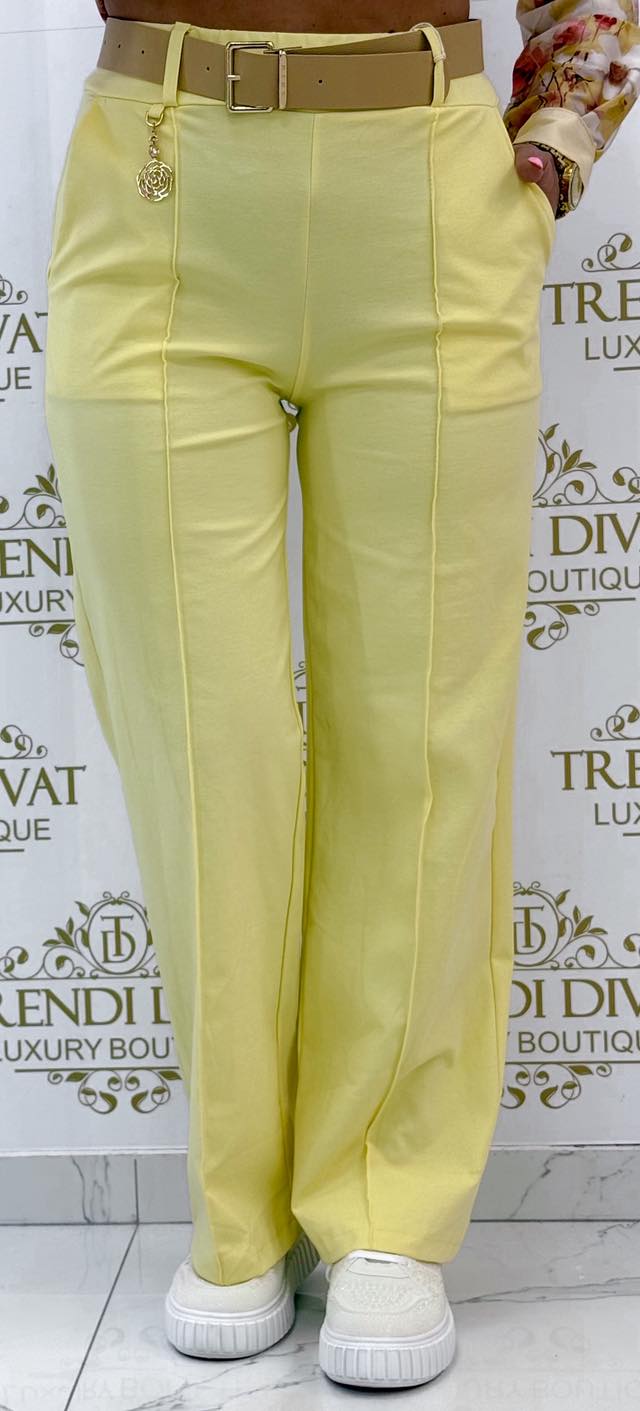 Virágos ékszer díszes, élén varrott palazzo nadrág, ajándék övvel - Image 14