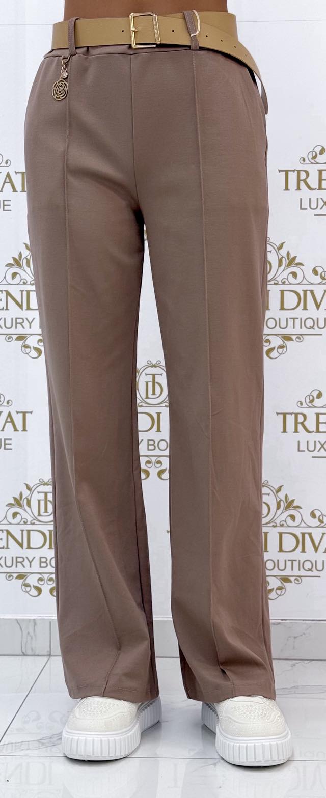 Virágos ékszer díszes, élén varrott palazzo nadrág, ajándék övvel - Image 18