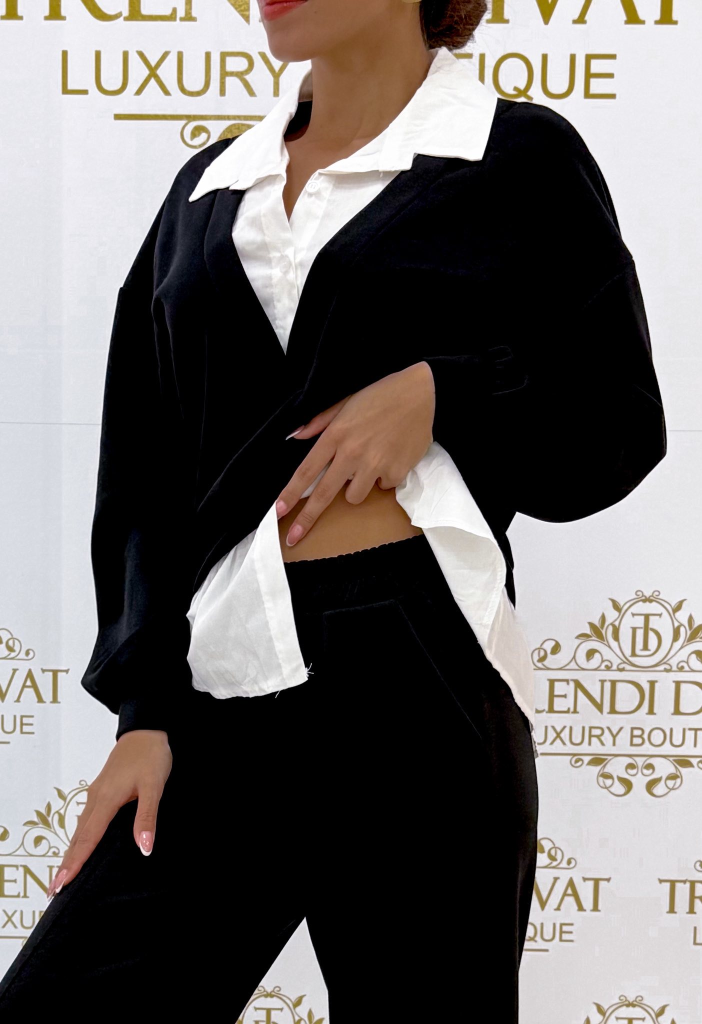 Ing betétes, élén varrott nadrágrészes palazzo szett - Image 20