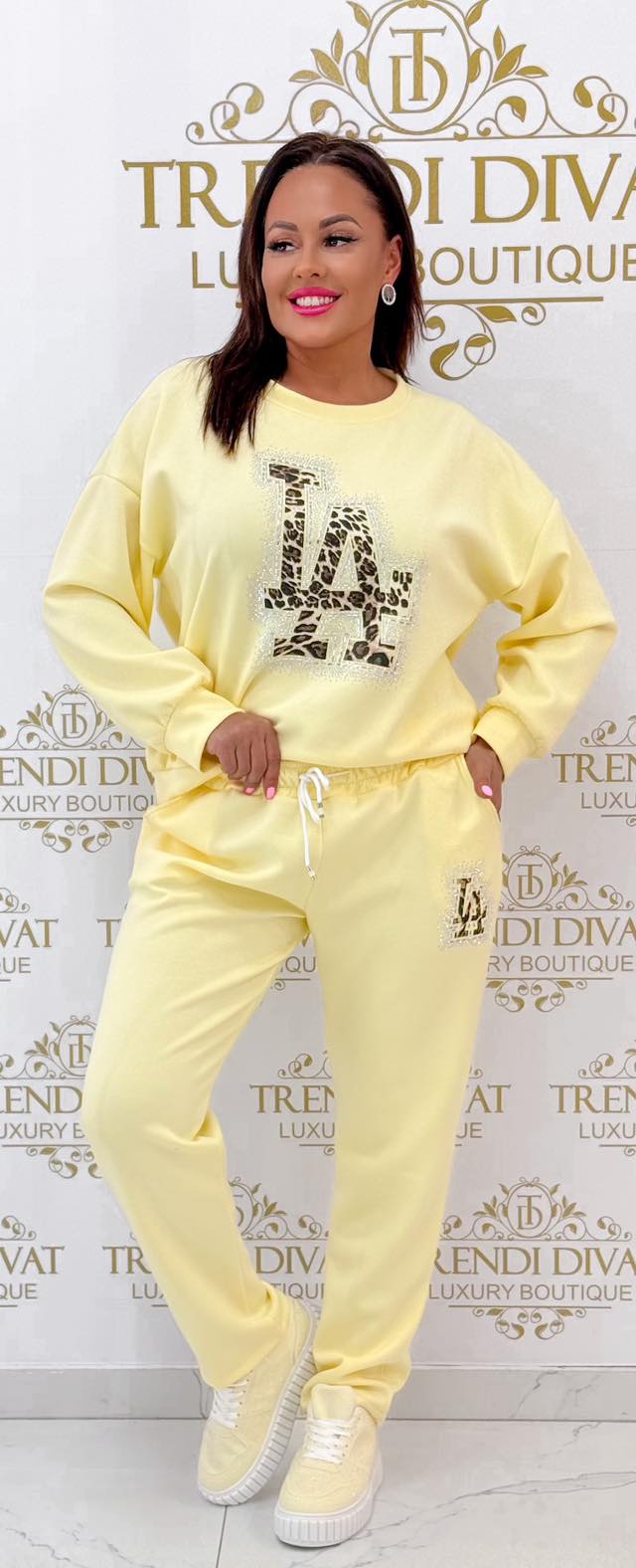 Kövekkel díszített, párducmintás "LA" feliratos szabadidő együttes - Image 36