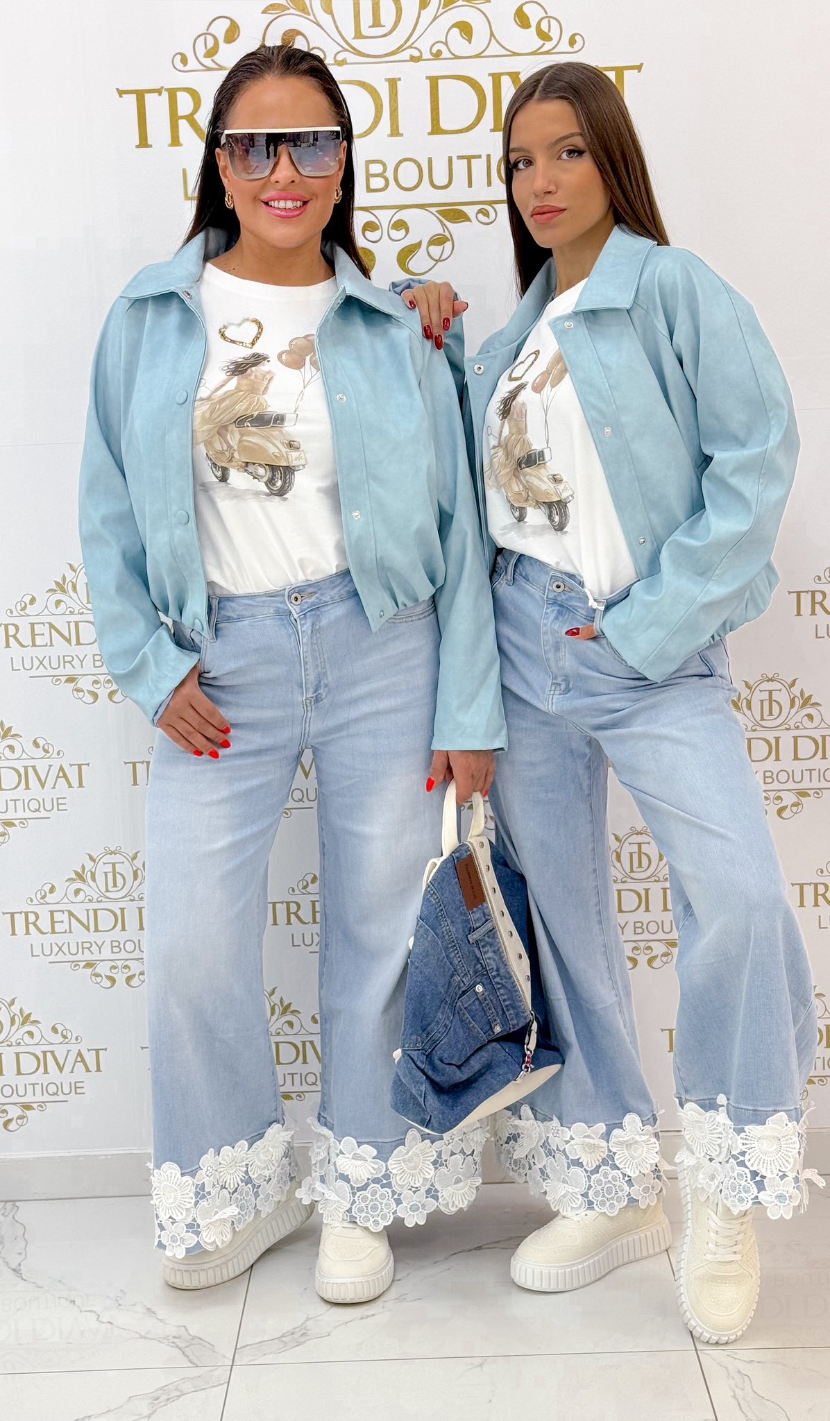 Horgolt csipkés aljú palazzo farmernadrág "SW1990"