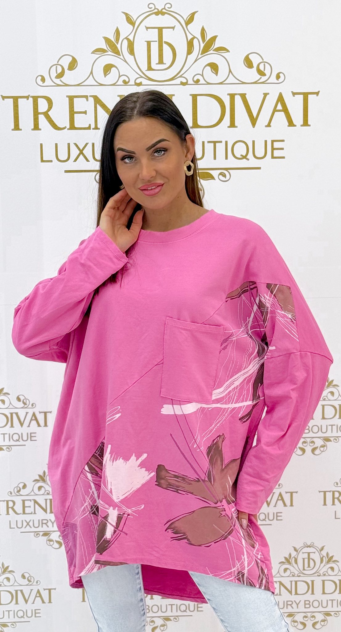 Bő, elől rövidebb fazonú, különleges mintázatú tunika - Image 11