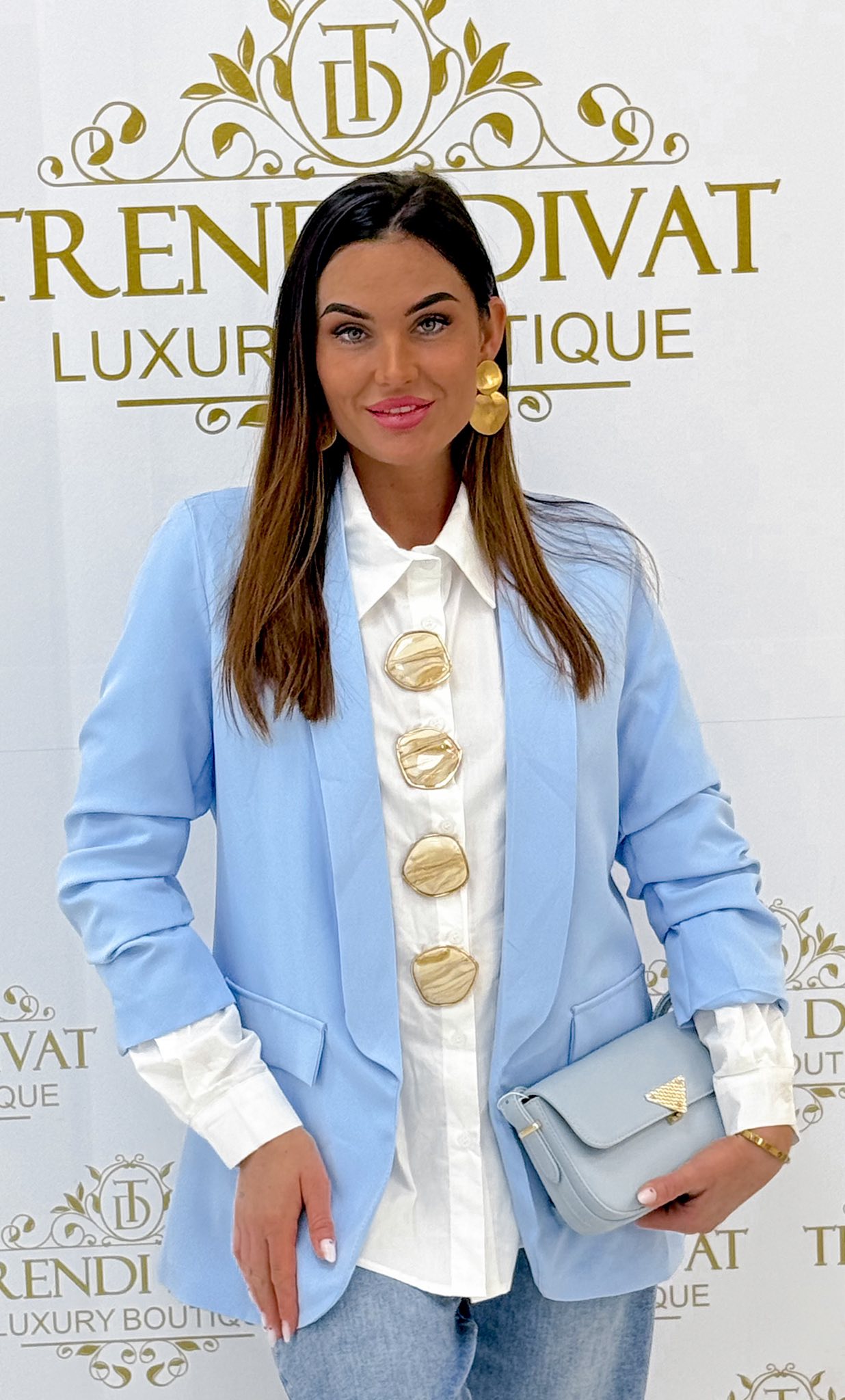 3/4-es húzott ujjú, válltöméses blézer - Image 11