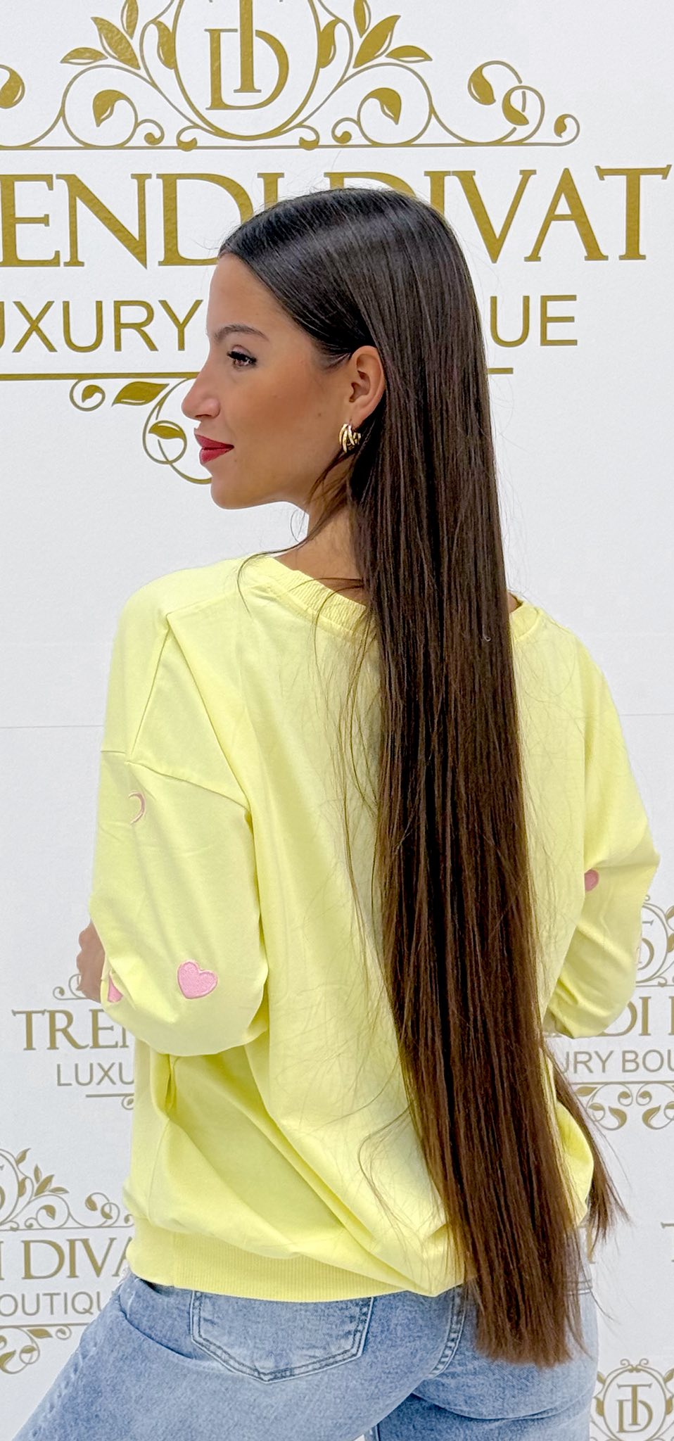 V-nyakú, szívecske mintázatú, 3/4-es ujjú kis felső - Image 13