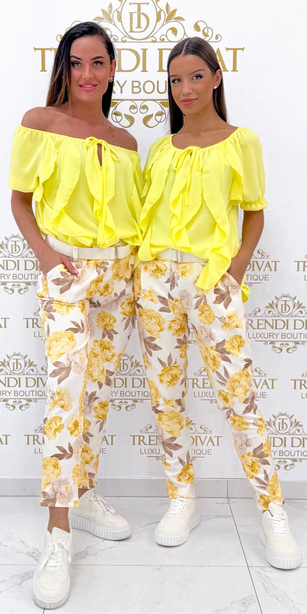 Virág mintázatú elasztikus nadrág, ajándék övvel "13286" - Image 13