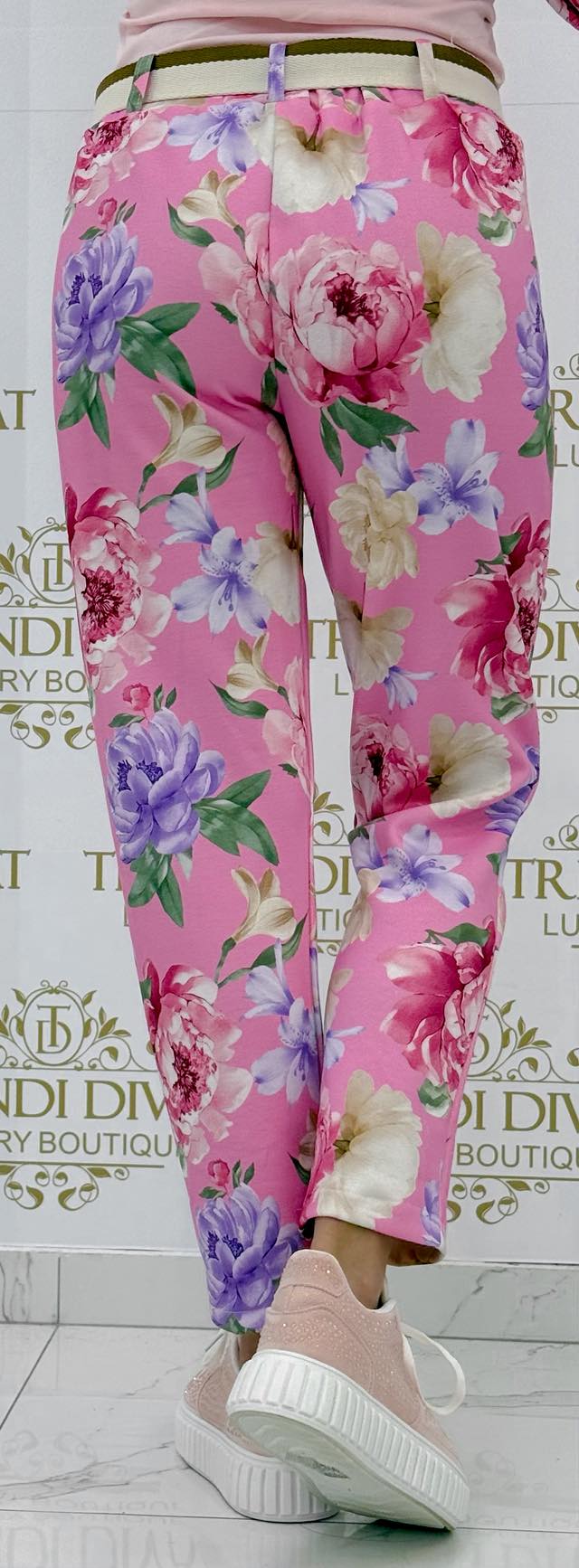 "M" bilétás, virág mintázatú nadrág, ajándék övvel - Image 7