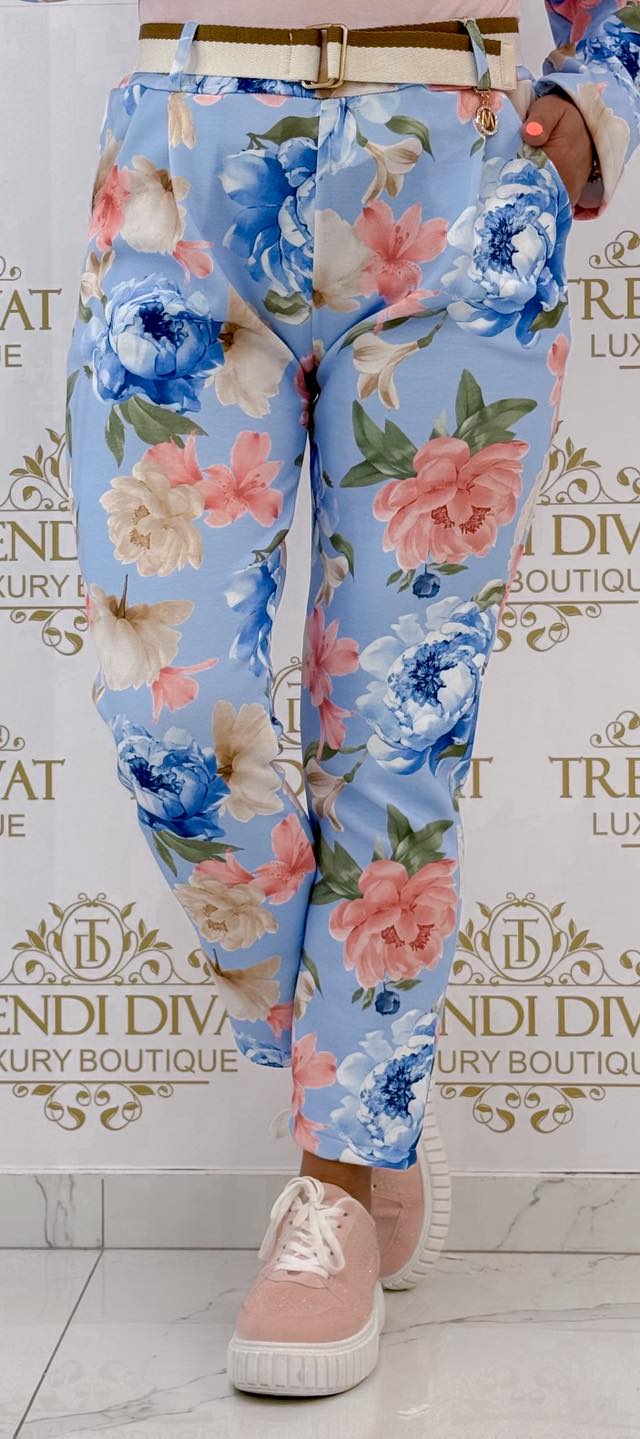 "M" bilétás, virág mintázatú nadrág, ajándék övvel - Image 9