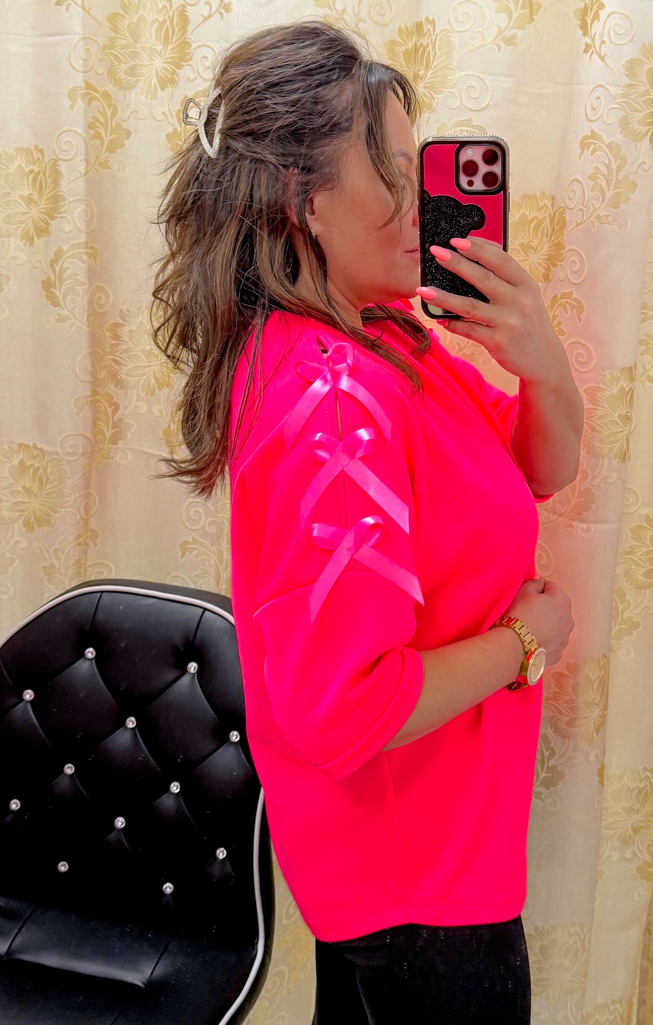 Selyem masnikkal díszített, 3/4-es ujjú kis felső - Image 32