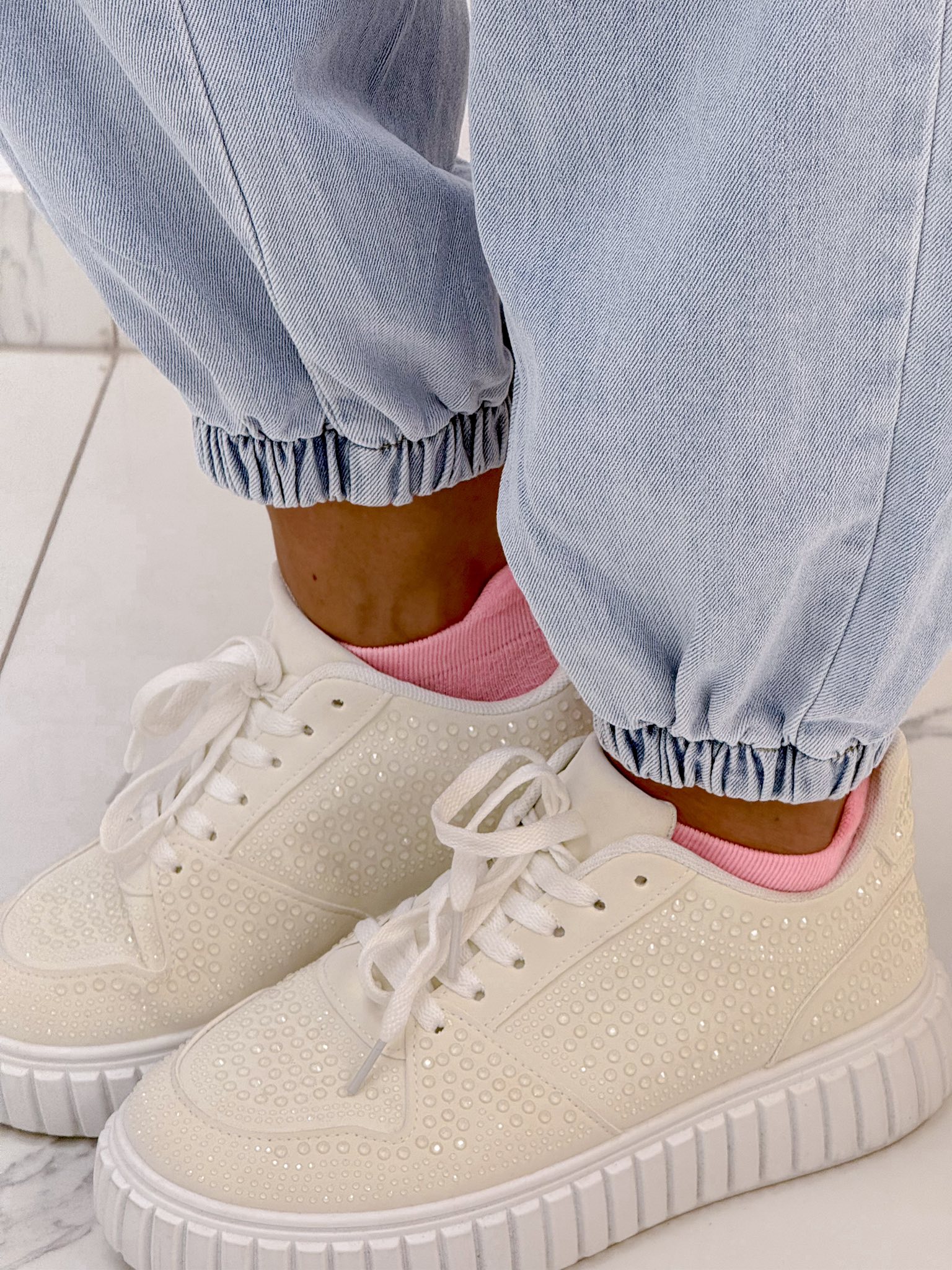 Gumis derekú és aljú, világoskék színű farmernadrág "Q1336-6" - Image 5