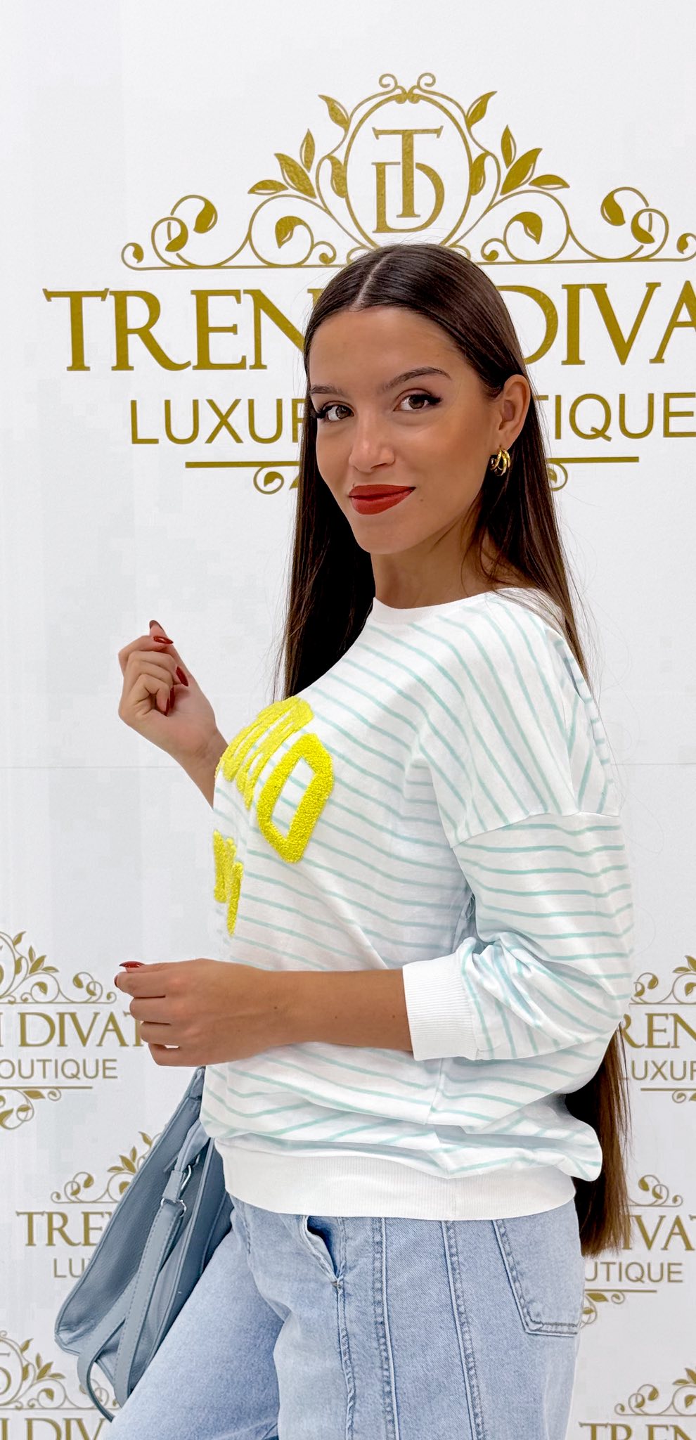 "SOHO NYC" feliratos, 3/4-es ujjú, csíkos kis felső - Image 5