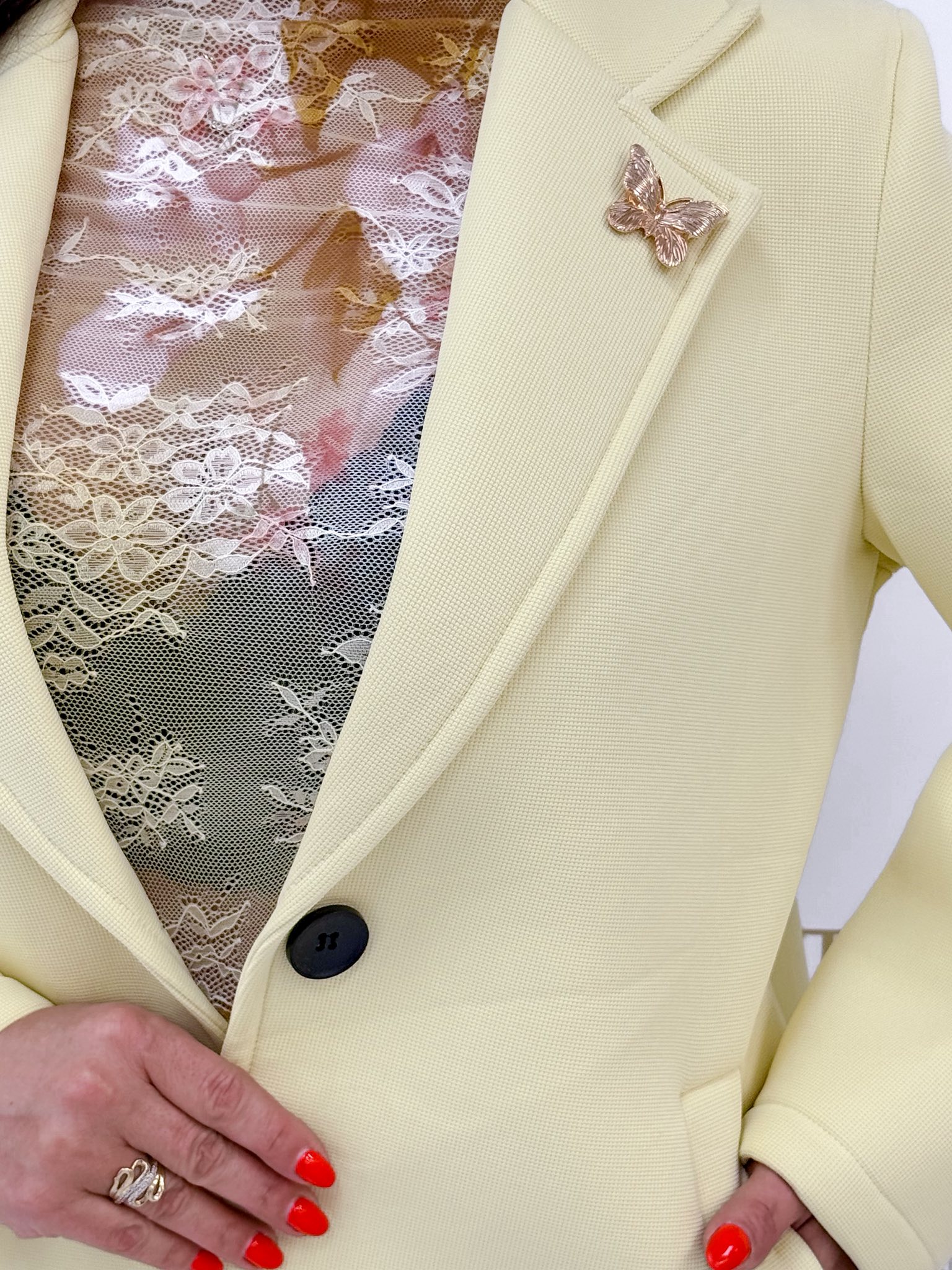 Galléros, hosszabb fazonú, neoprén jellegű tavaszi kabát, ajándék brossal - Image 22