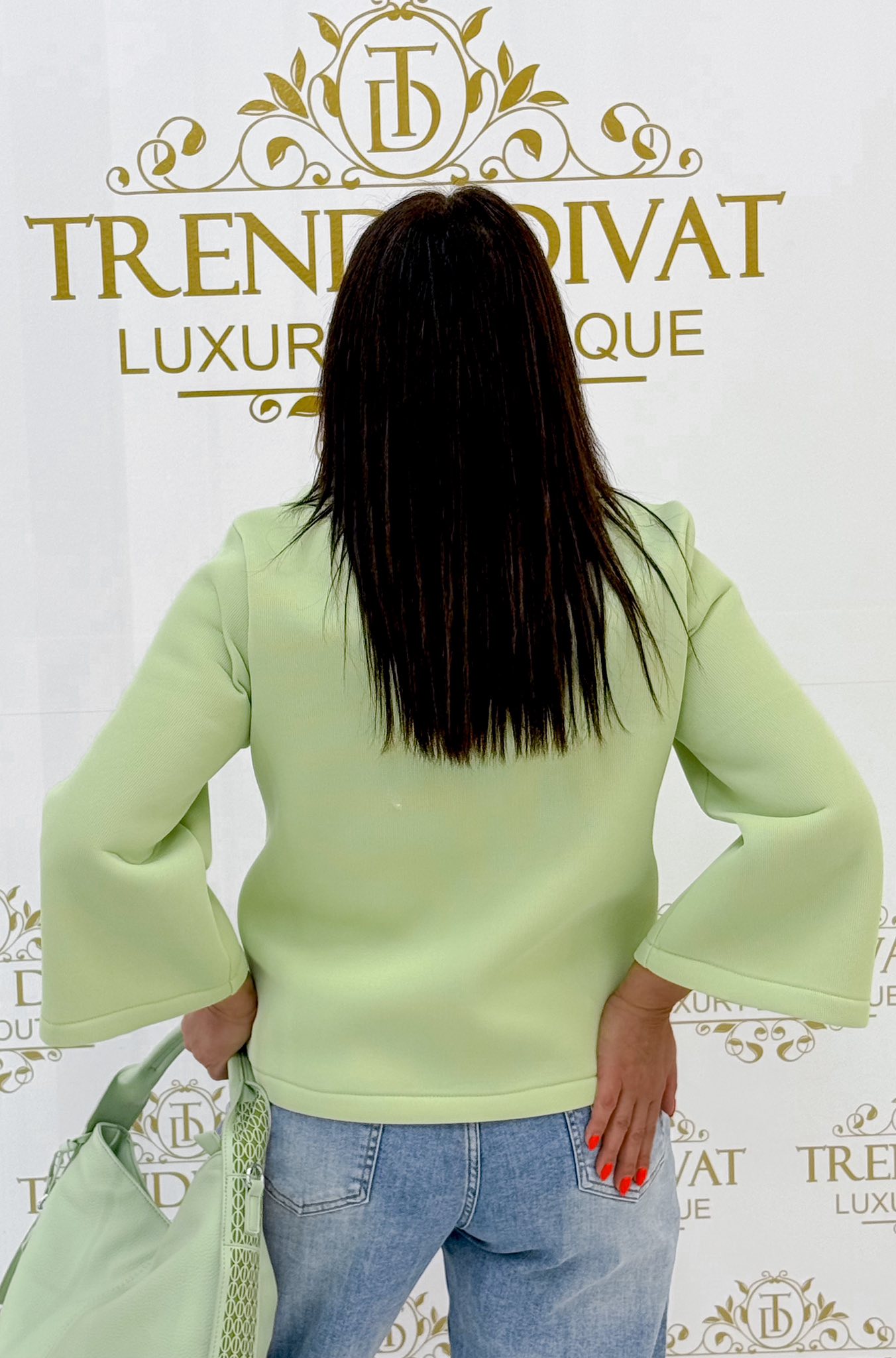 Galléros, rövid fazonú, neoprén jellegű tavaszi kabát, ajándék brossal - Image 7