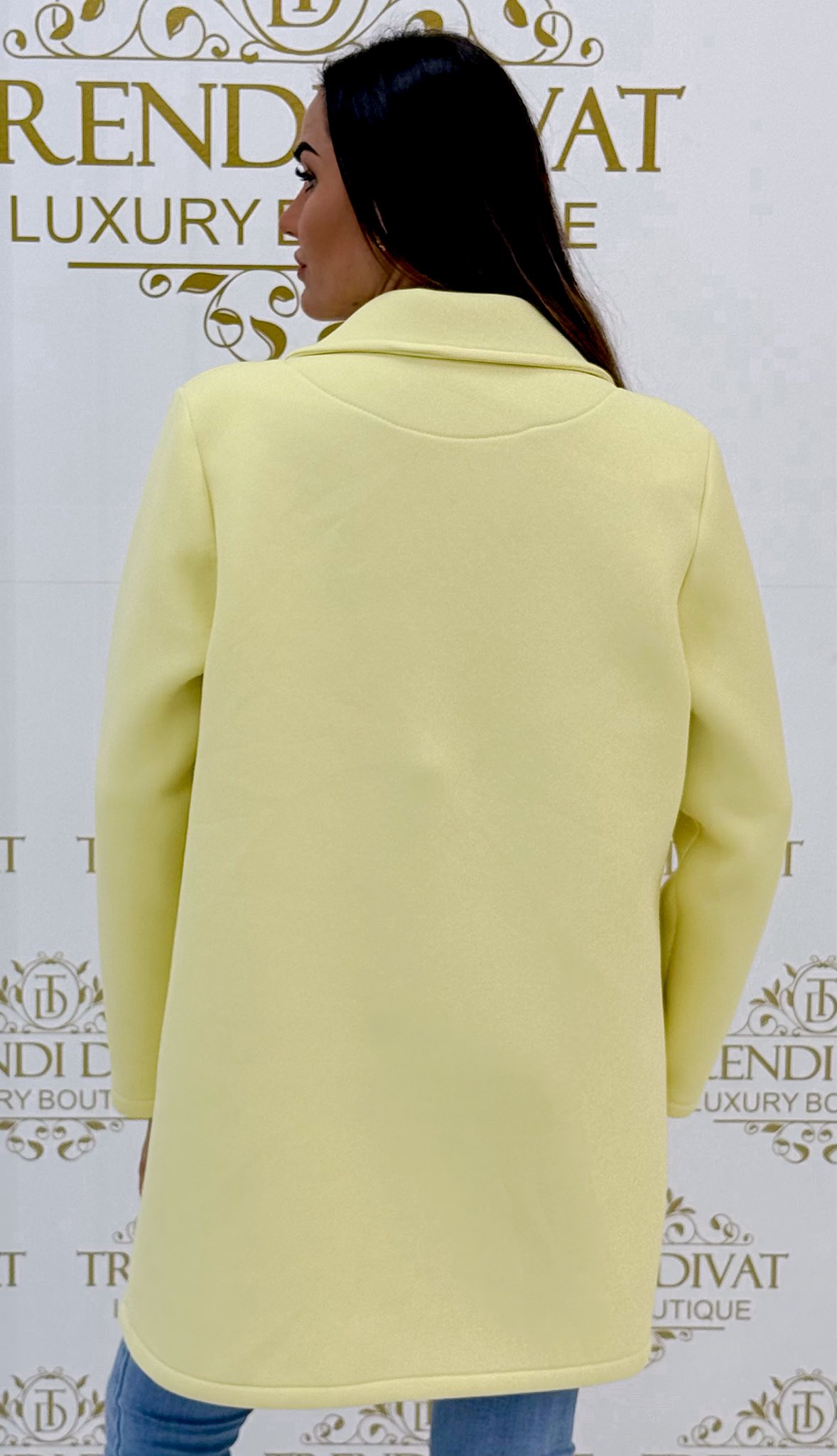 Galléros, hosszabb fazonú, neoprén jellegű tavaszi kabát, ajándék brossal - Image 25