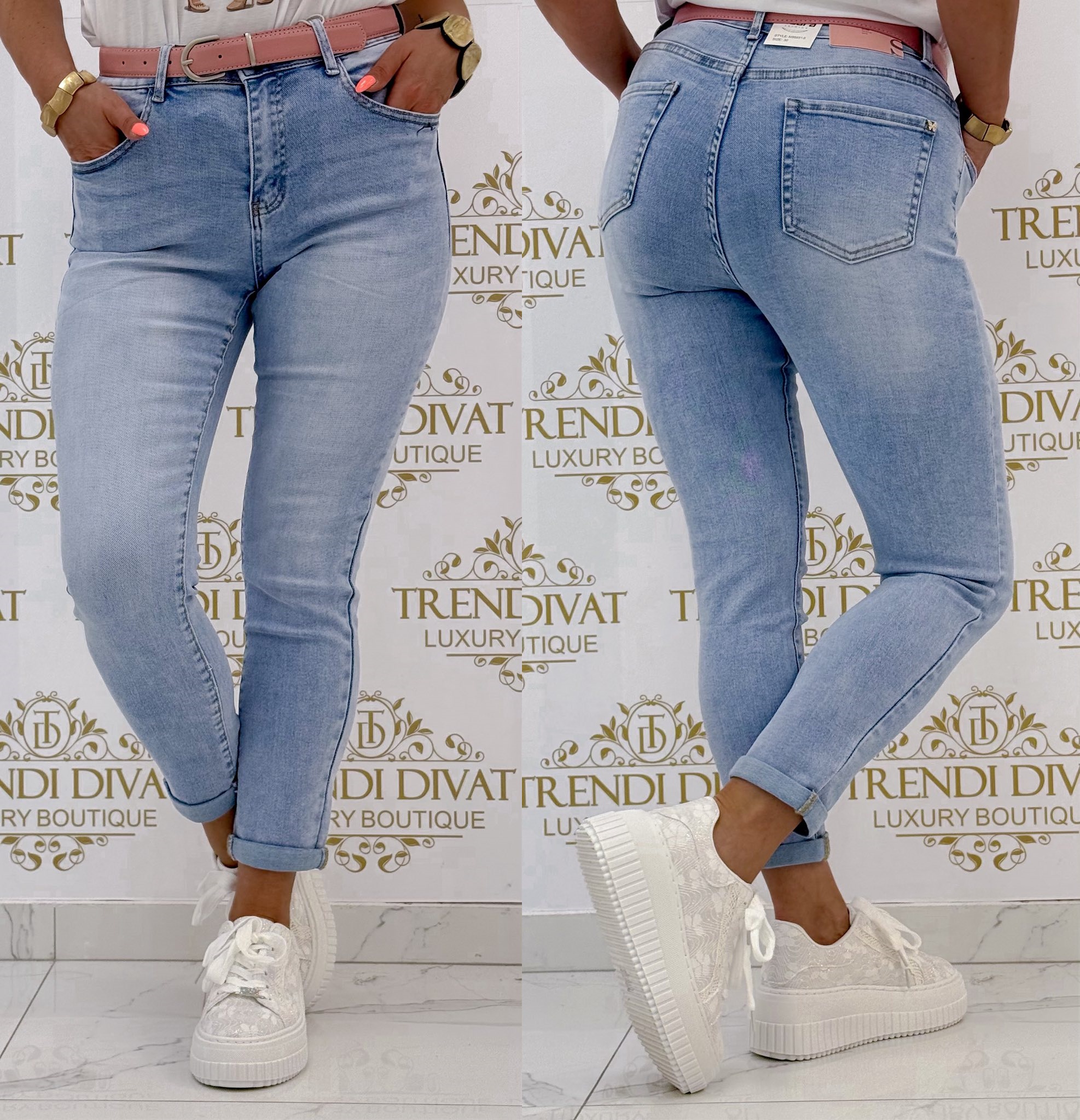 Plus size, magas derekú farmernadrág, ajándék övvel "MS5931-5"