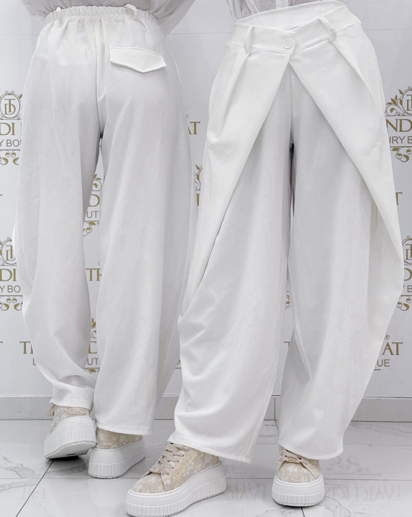 1 gombos, különleges átlapolt, laza fazonú nadrág - Image 8