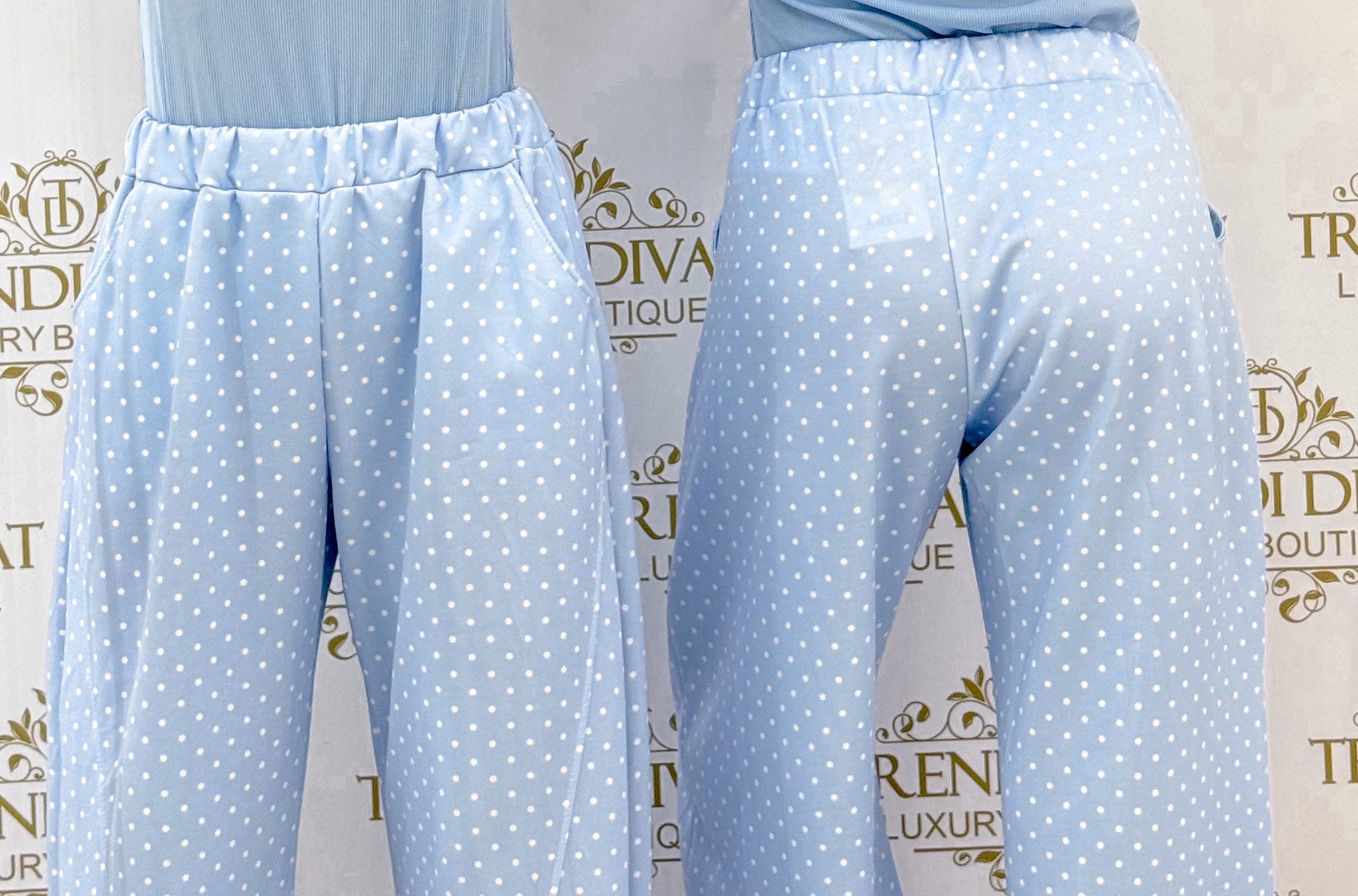 Pöttyös, gumis derekú zsebes nadrág - Image 13