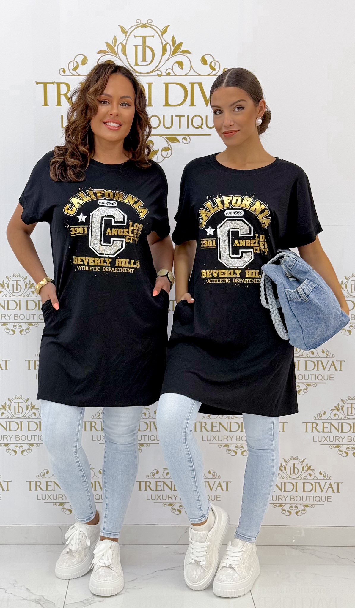 "California" arany színű nyomott feliratos, zsebes tunika - Image 23