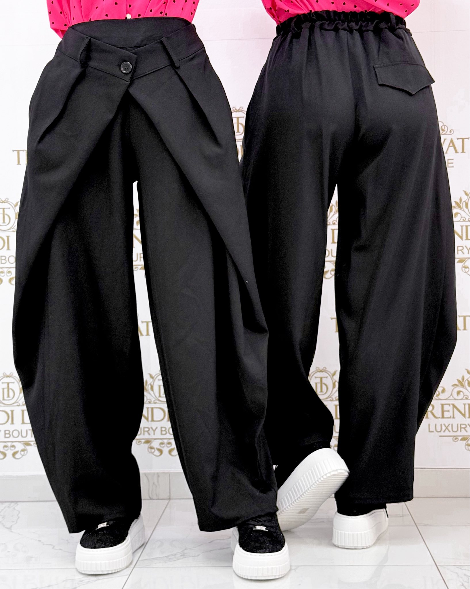 1 gombos, különleges átlapolt, laza fazonú nadrág - Image 16