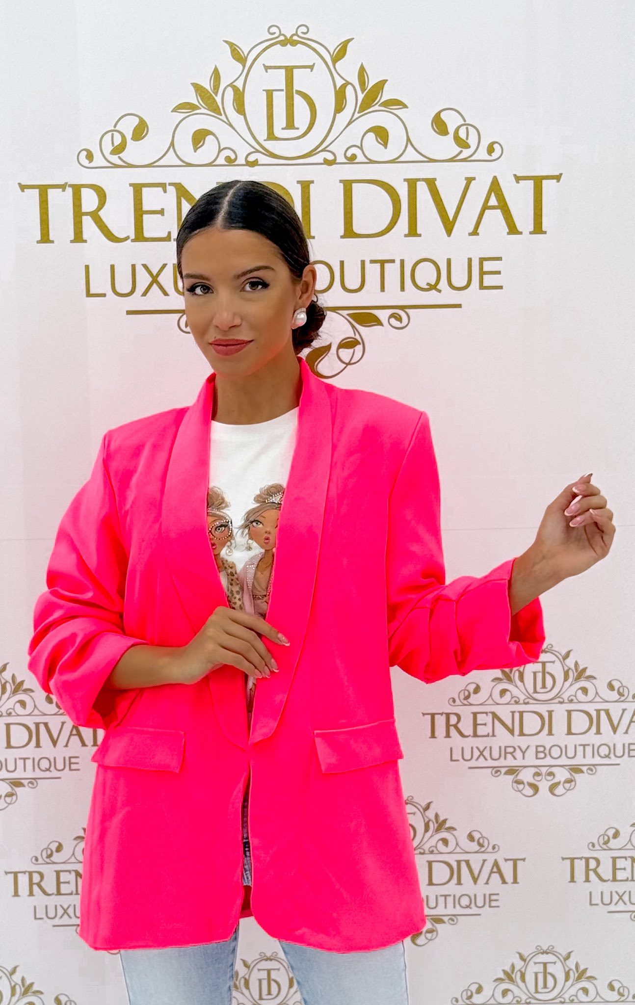 Plus size, 3/4-es húzott ujjú, válltöméses blézer - Image 23