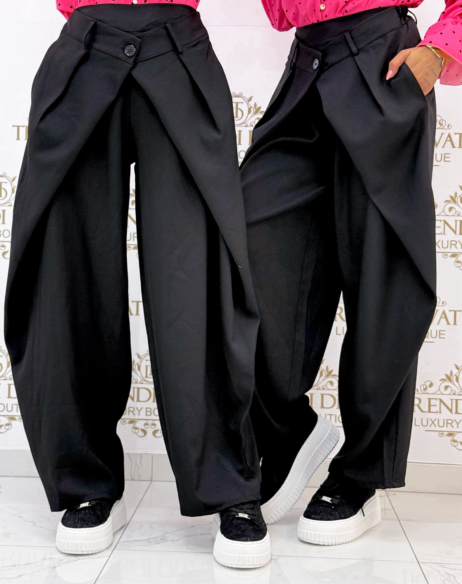 1 gombos, különleges átlapolt, laza fazonú nadrág - Image 15