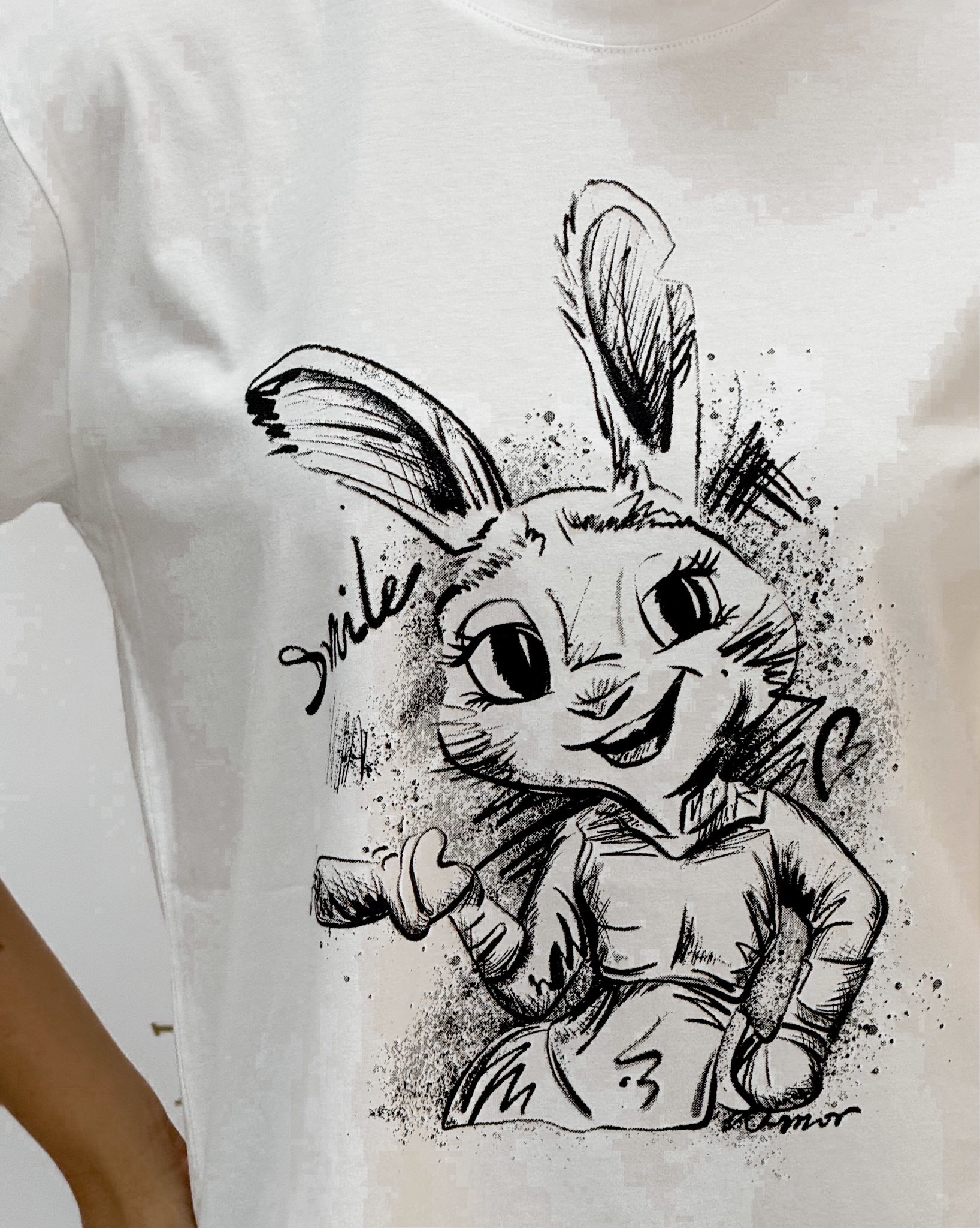 Nyuszi grafikás pamut póló - Image 2