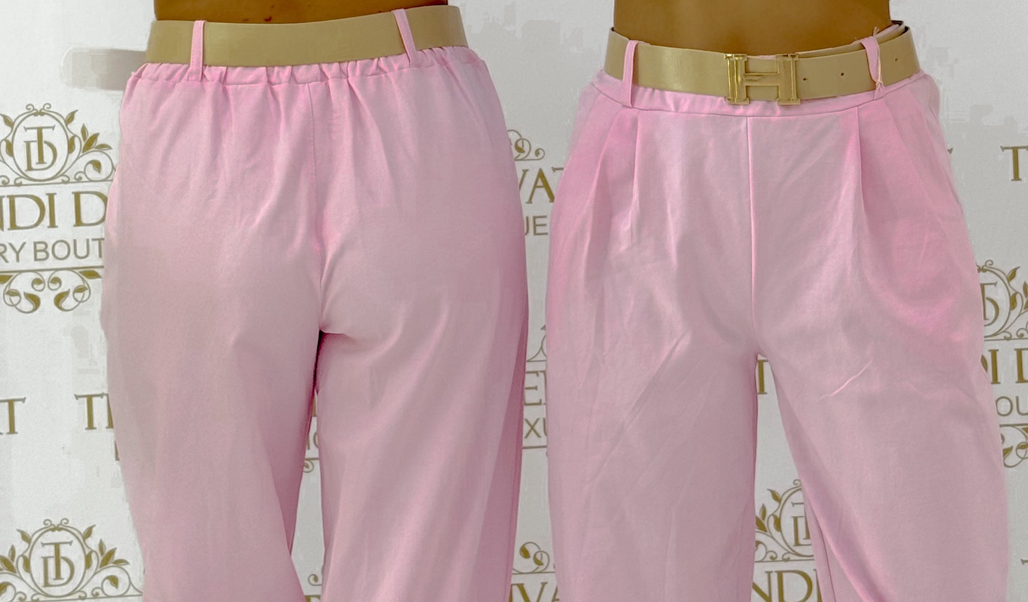 Széles gumis passzés, elasztikus vászon anyagú nadrág, ajándék övvel - Image 21