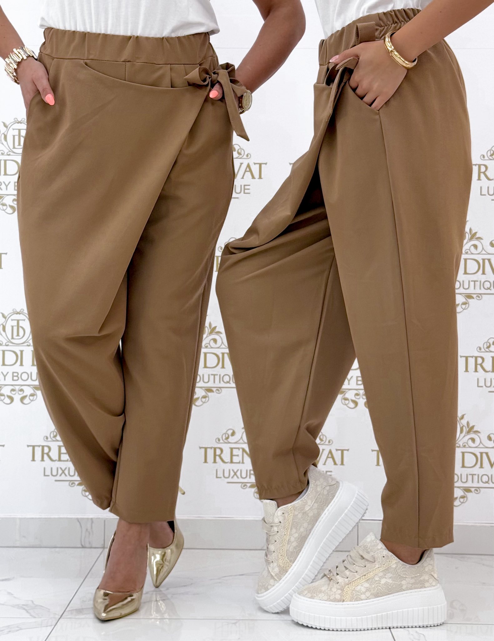 Prémium vászon anyagú, átlapolt fazonú nadrág - Image 5