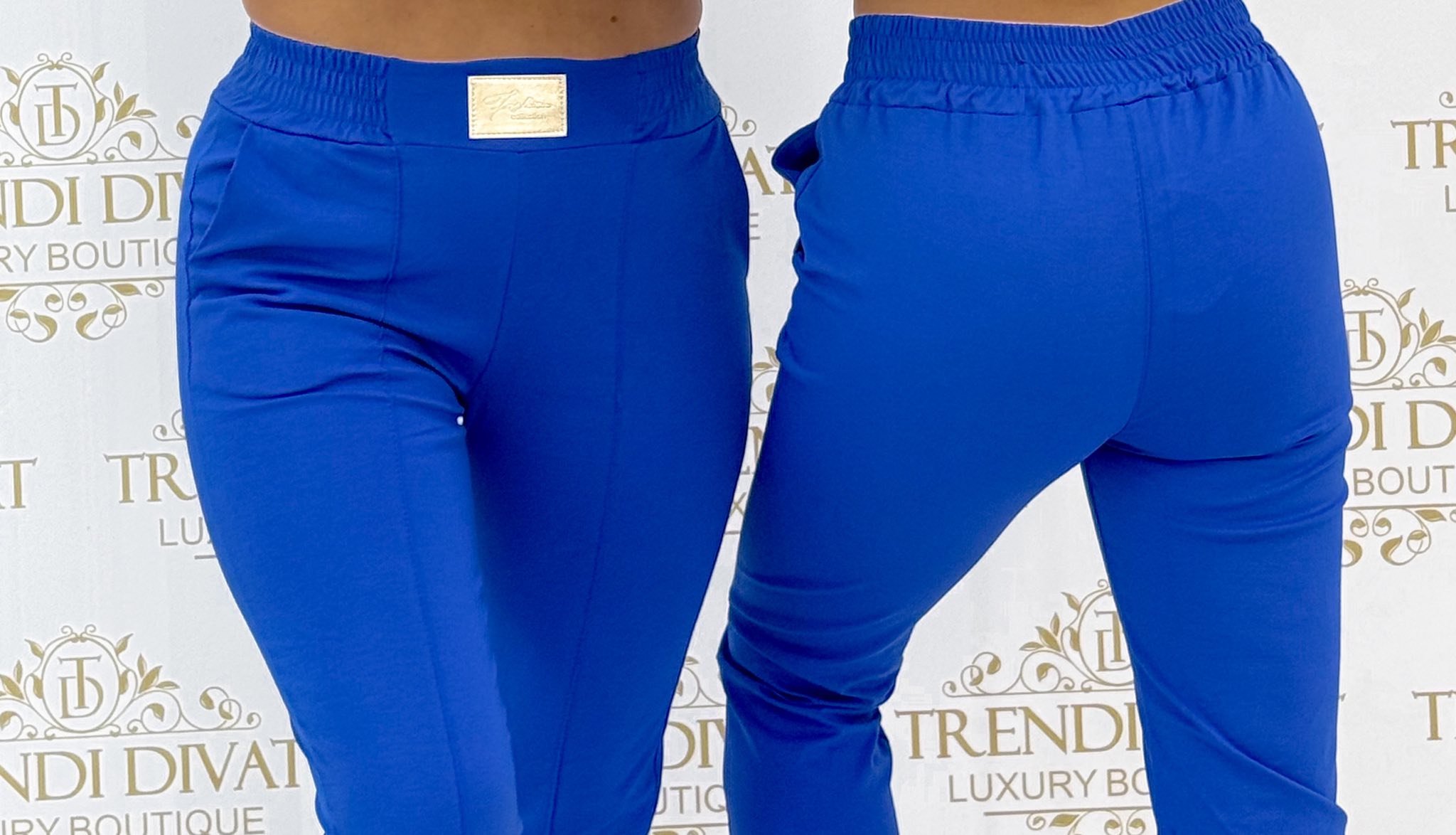 Arany színű bilétás, gumis derekú, élén varrott, elasztikus vászon anyagú nadrág - Image 8