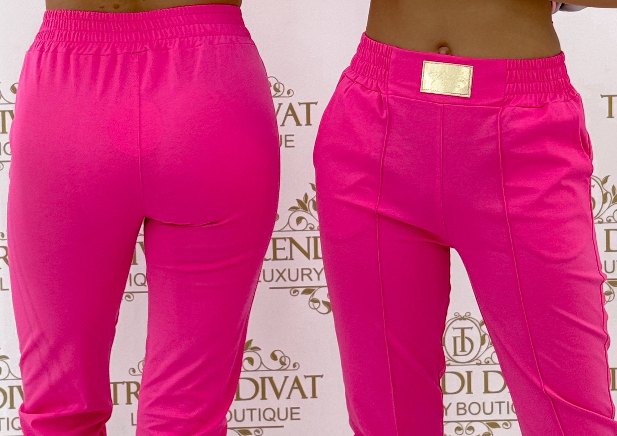 Arany színű bilétás, gumis derekú, élén varrott, elasztikus vászon anyagú nadrág - Image 19