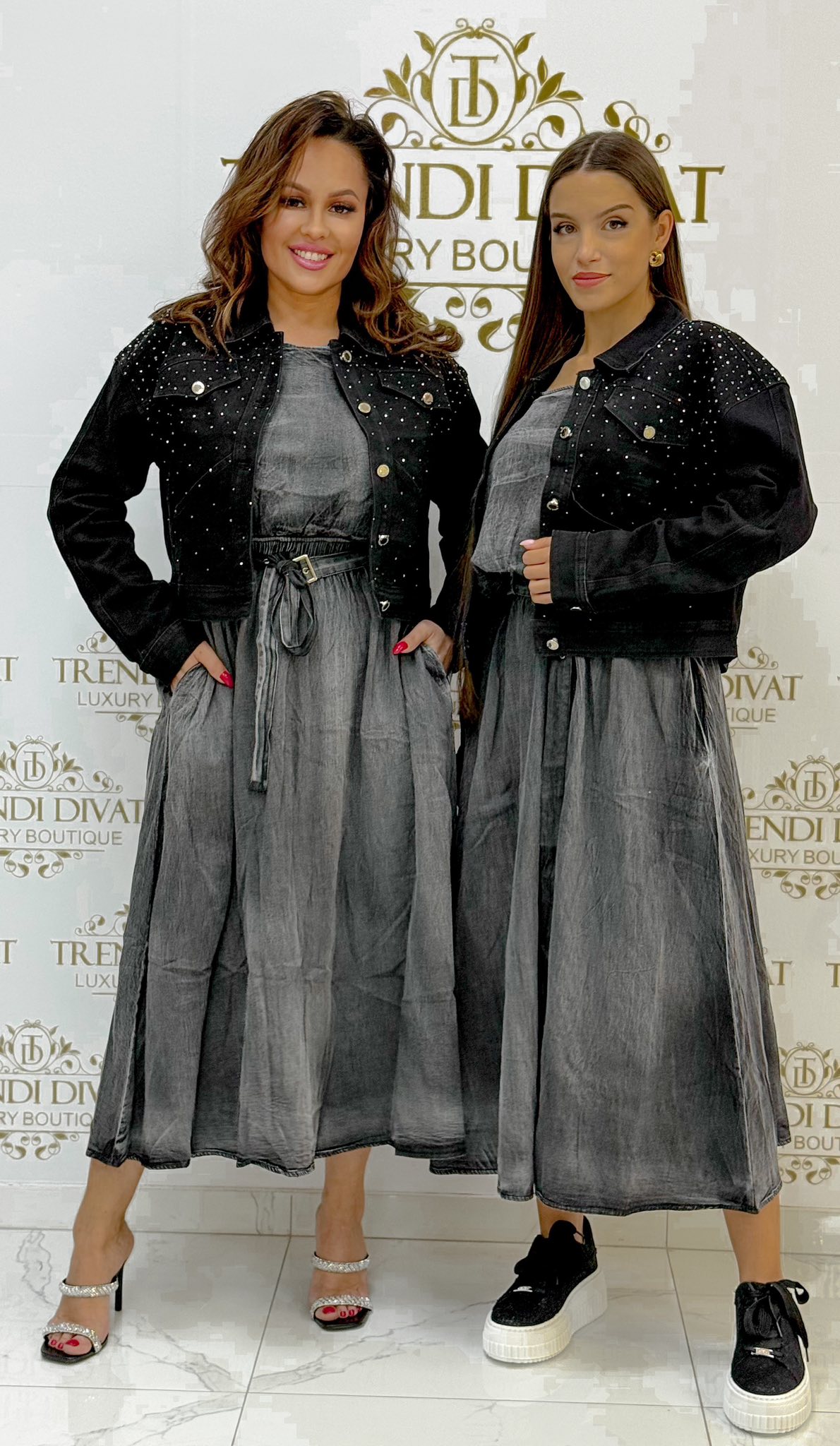 Koptatott hatású, ujjatlan midi ruha, övvel - Image 6