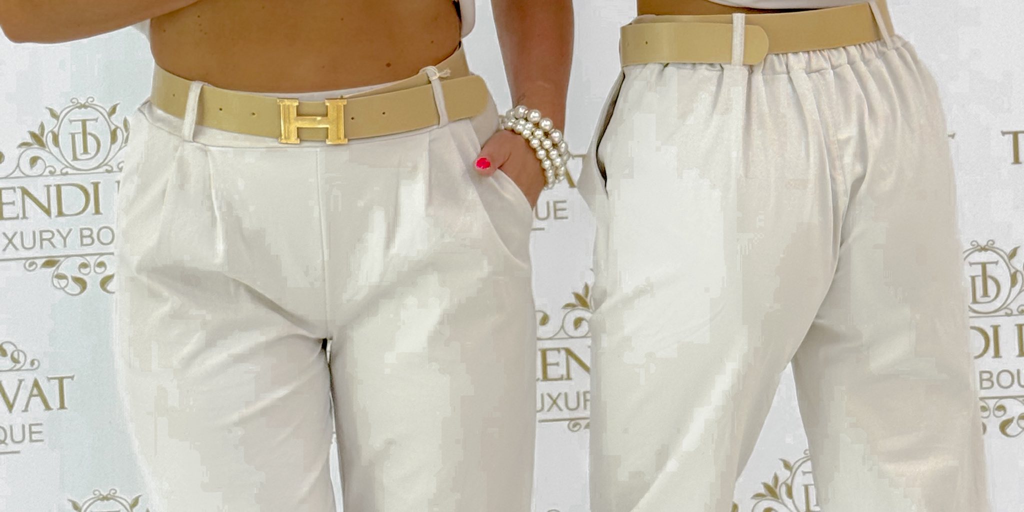 Széles gumis passzés, elasztikus vászon anyagú nadrág, ajándék övvel - Image 17