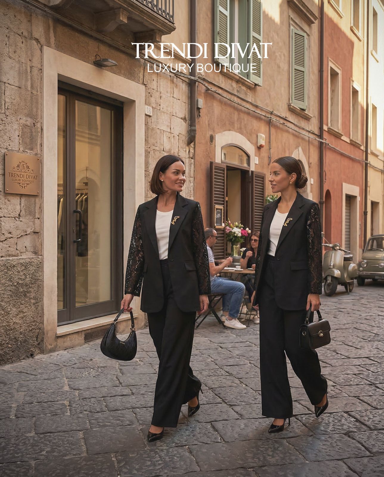 Egyedi csipkés ujjú, kétrészes kosztüm - Image 2