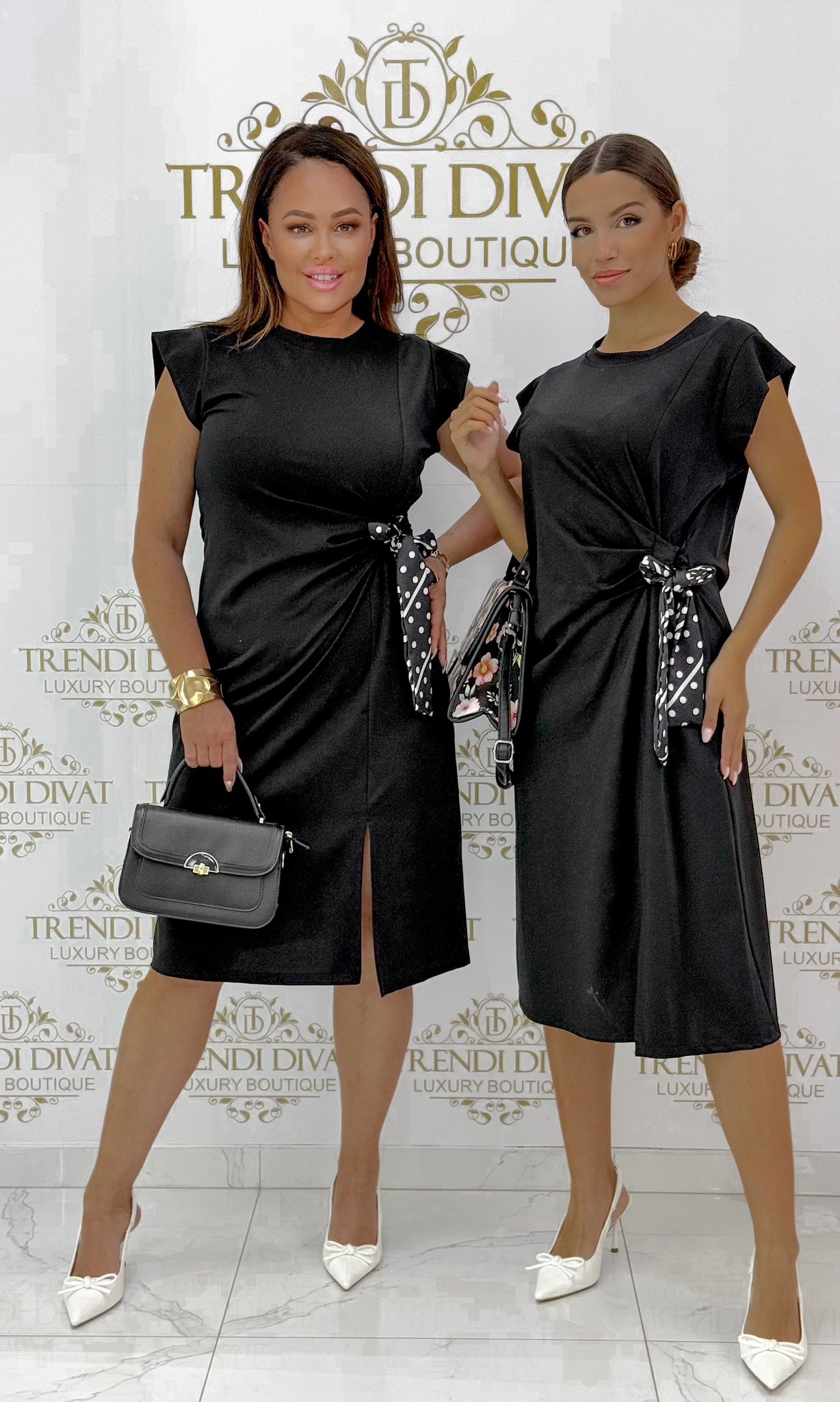 Prémium pamut női ruha, karcsúsító masnis derékkal - Image 3