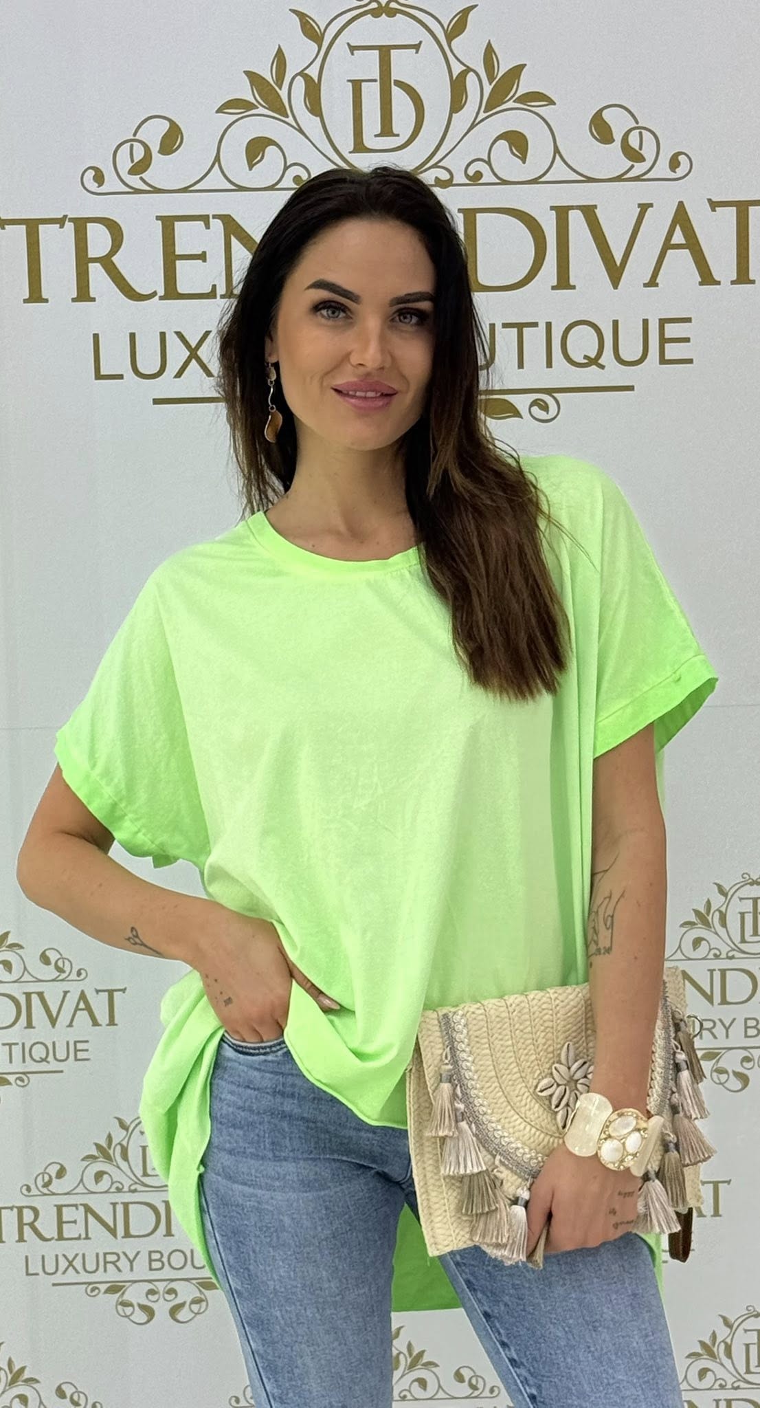 Kerek nyakú, bő fazonú, neon színű tavaszi tunika - Image 11