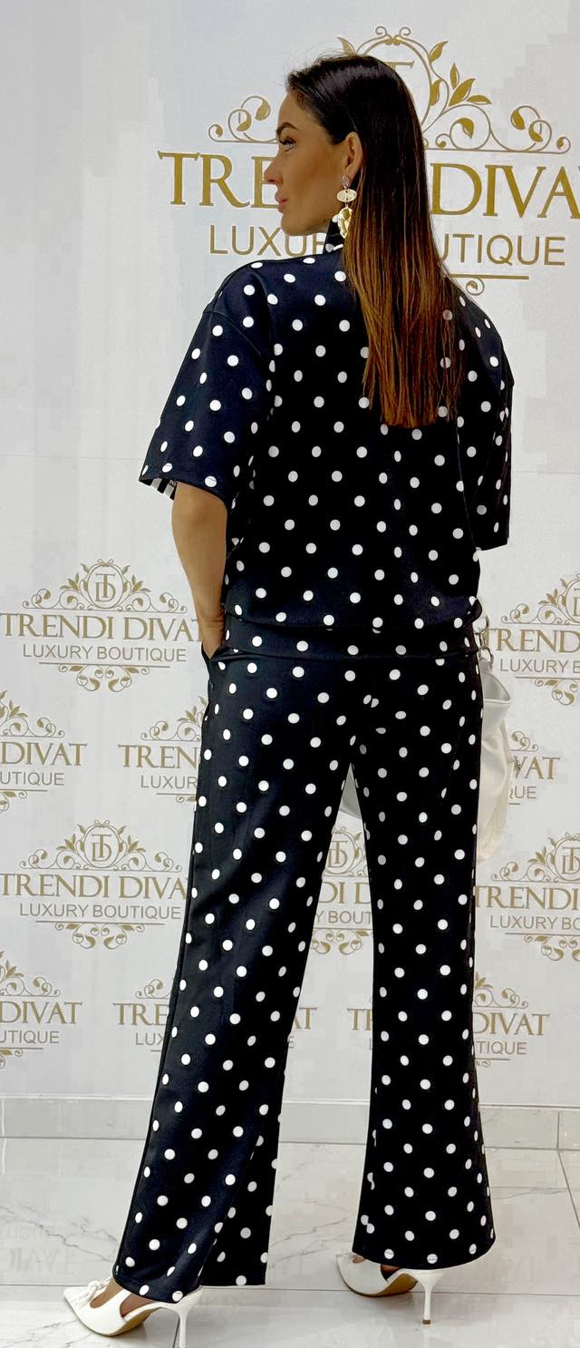 Trendi selyemfényű pöttyös tréning együttes - Image 13