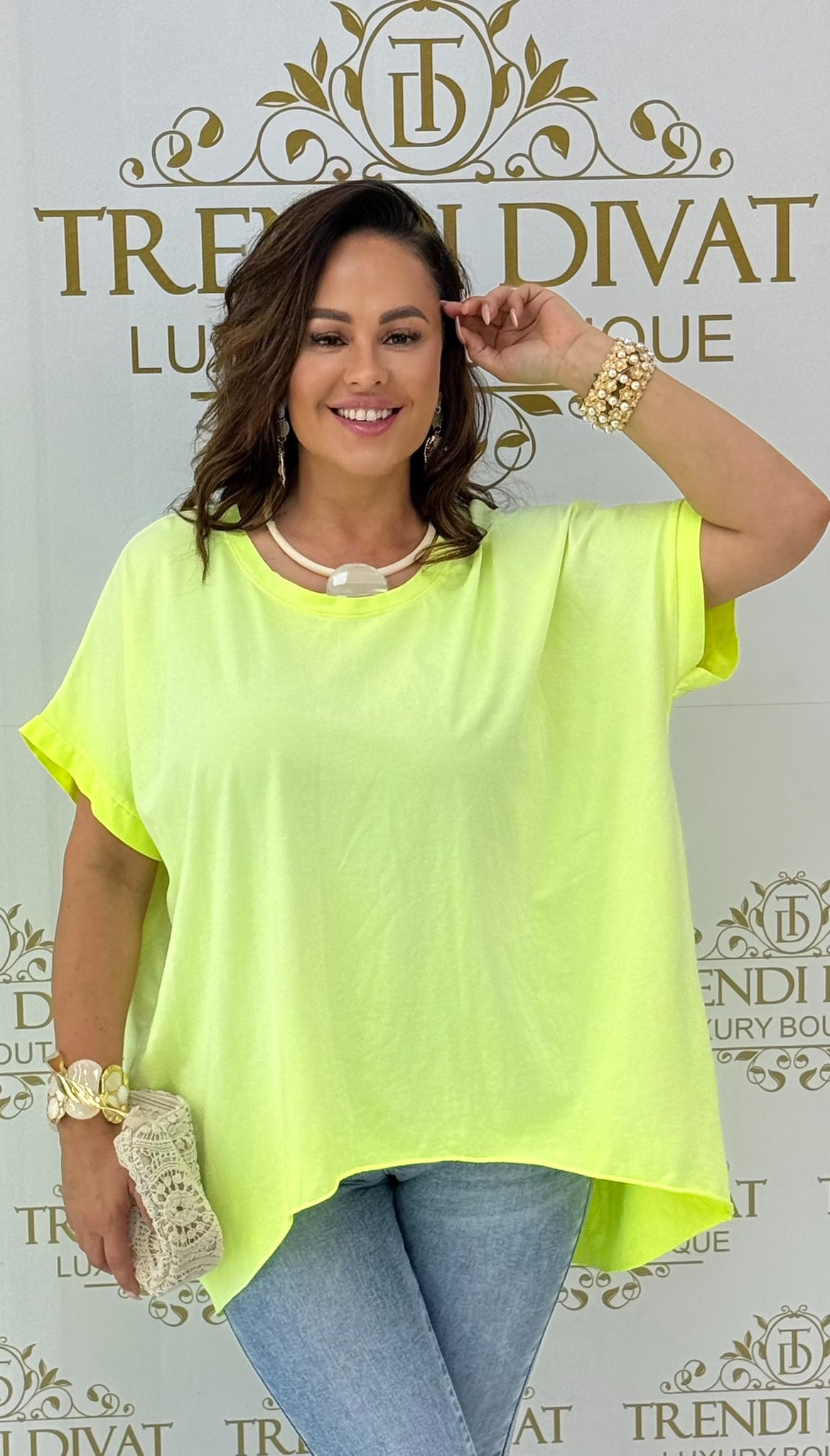 Kerek nyakú, bő fazonú, neon színű tavaszi tunika - Image 4