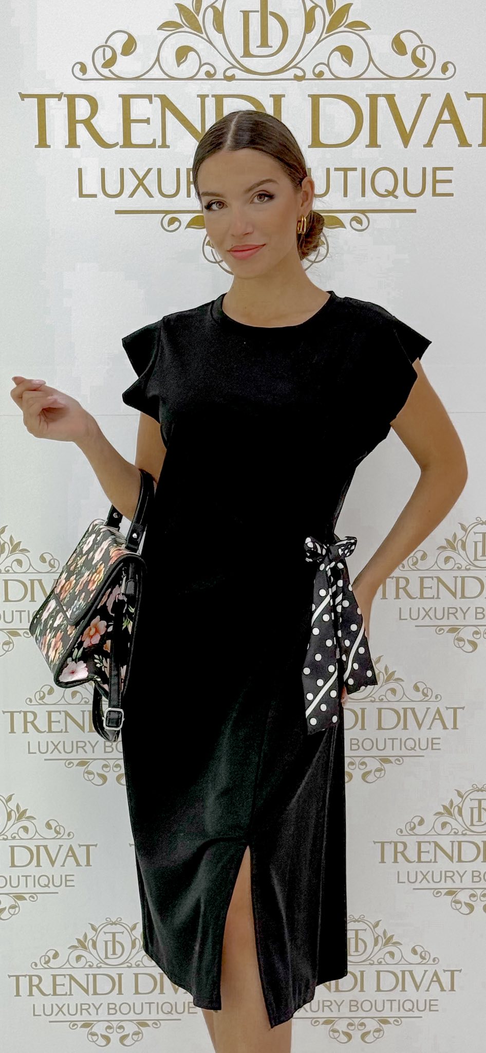 Prémium pamut női ruha, karcsúsító masnis derékkal - Image 6