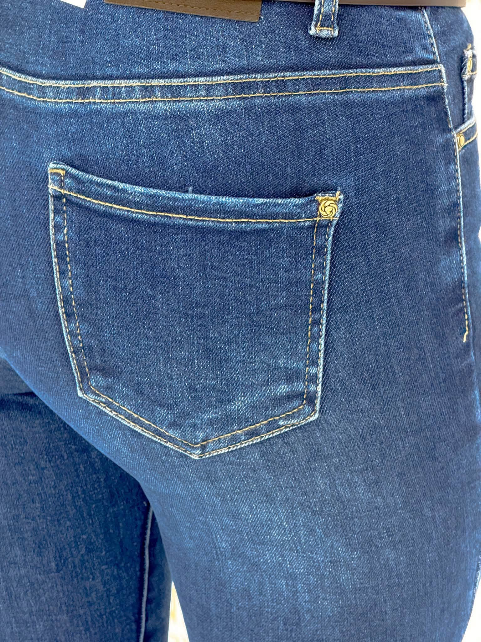 Koptatott kék skinny női farmernadrág ajándék övvel "SZ3335-1" - Image 4